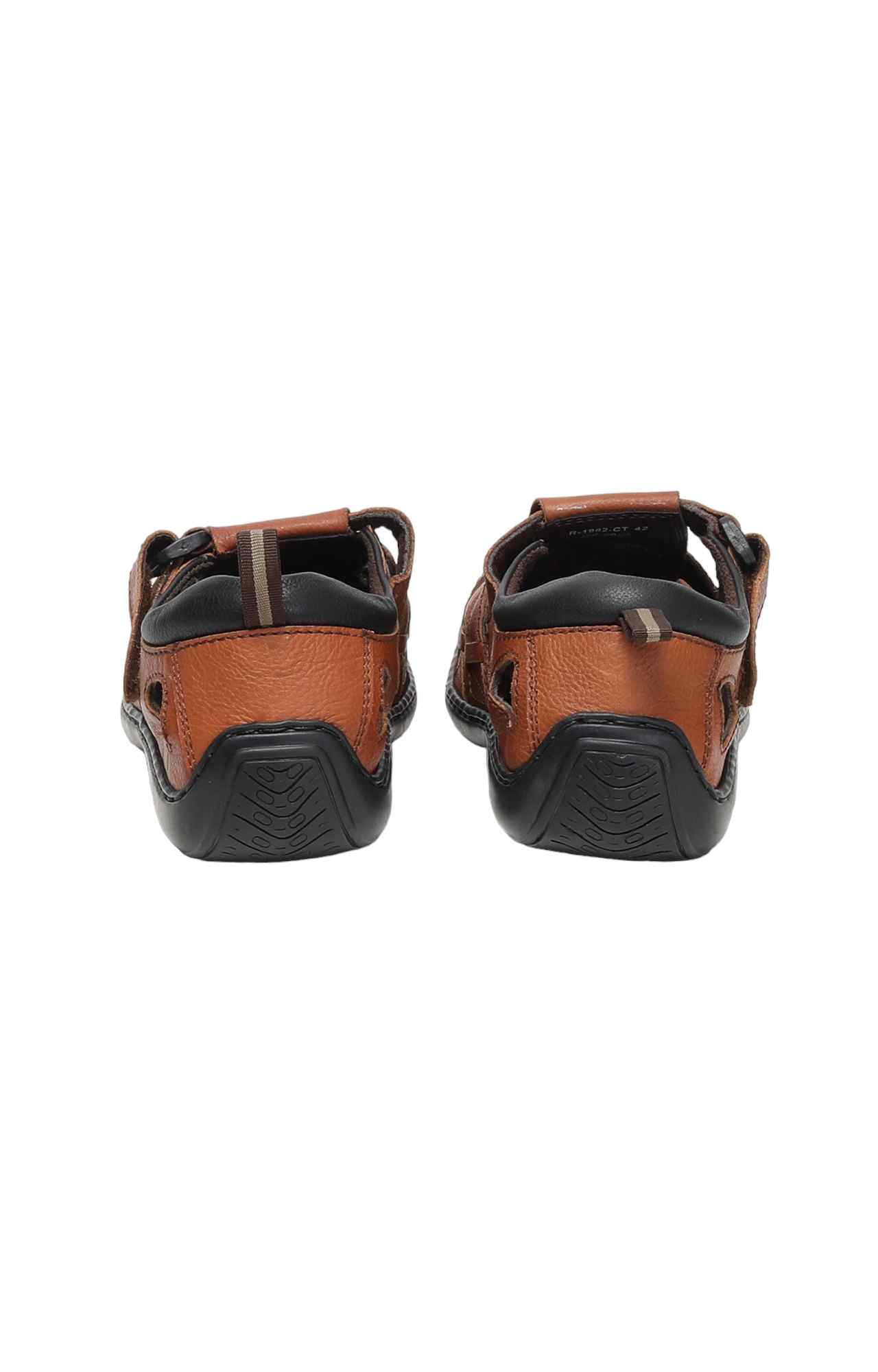 Men Tan Color Velcro Fastening Sandal