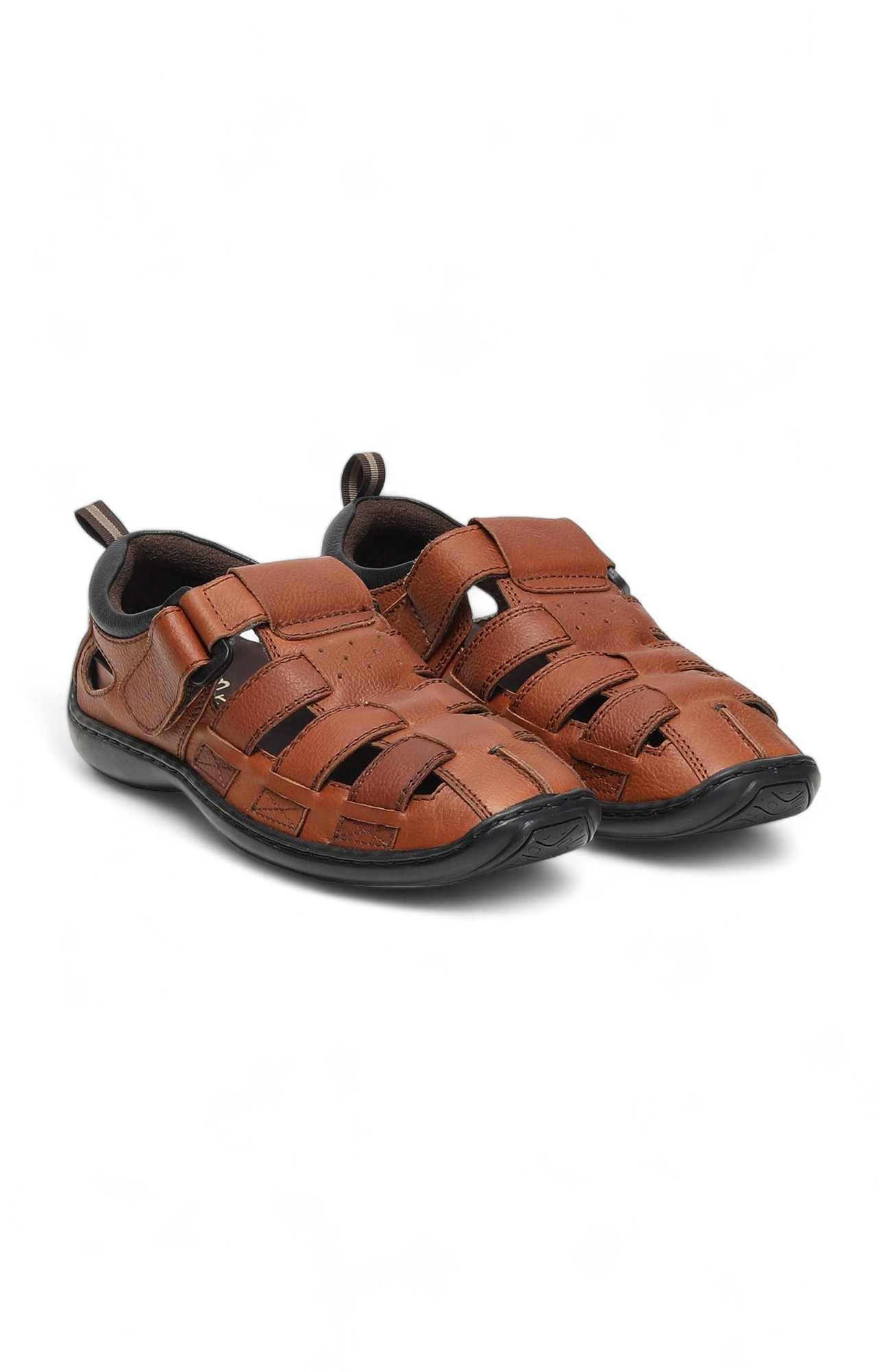 Men Tan Color Velcro Fastening Sandal