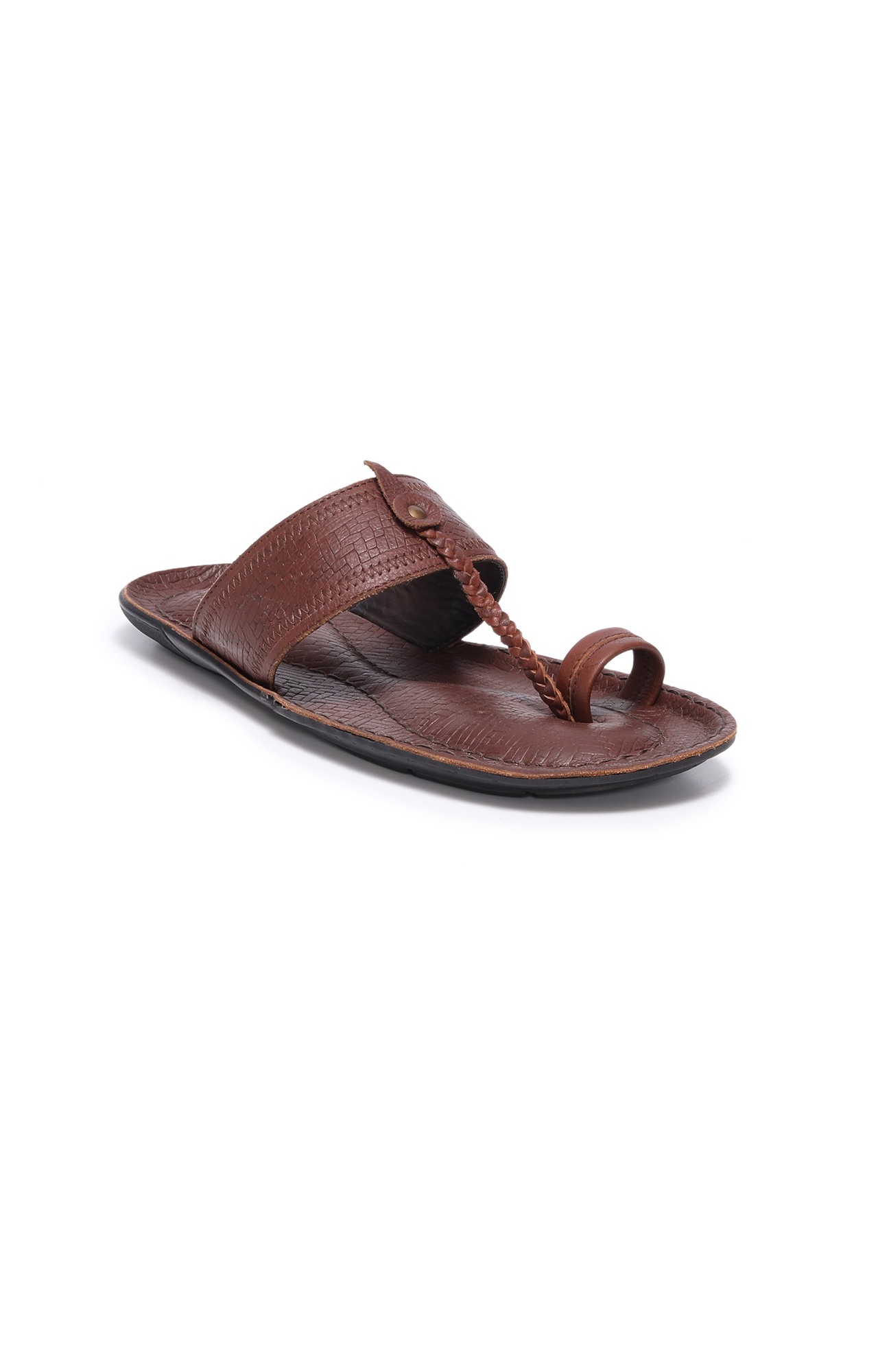 Men Brown Comfort Leather Casual Flat Thong