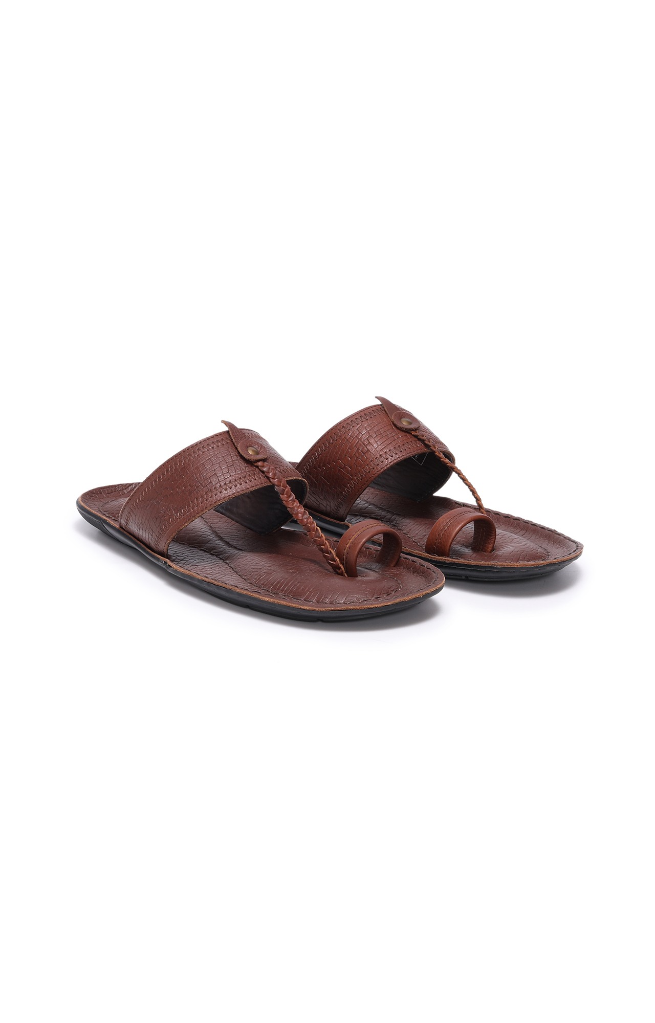 Men Brown Comfort Leather Casual Flat Thong