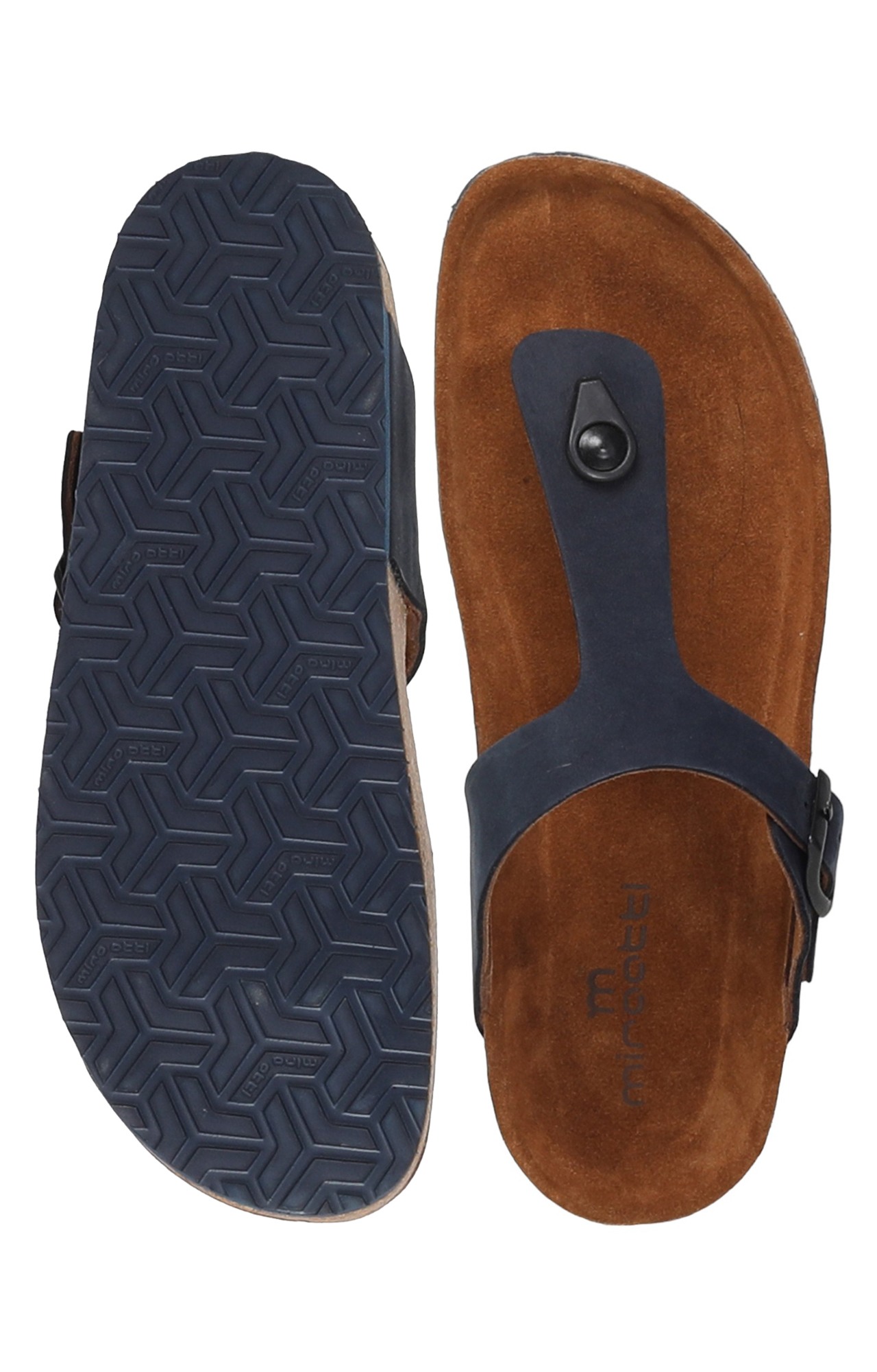 Men Navy T-Strap with Buckle Chappal