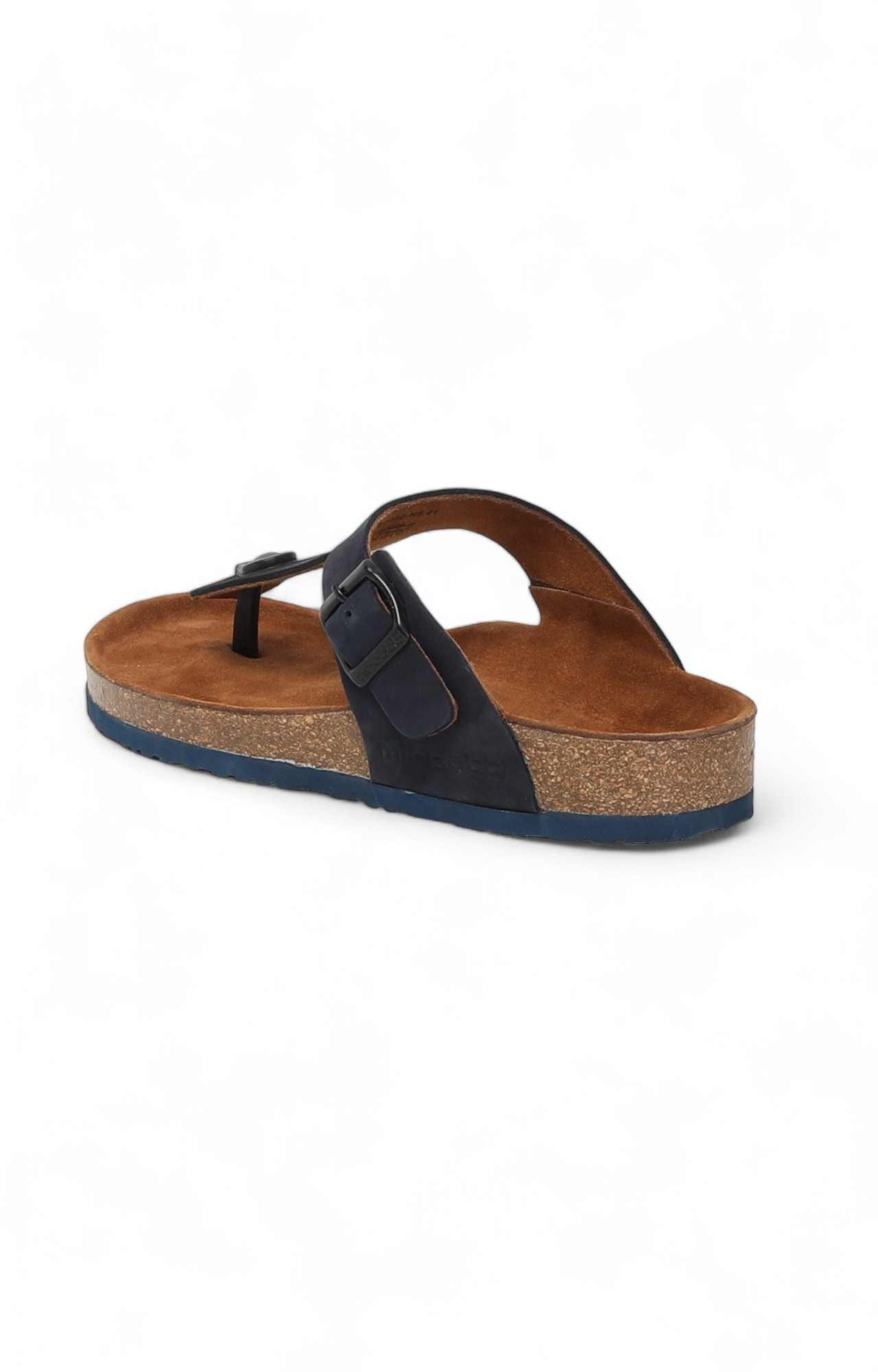 Men Navy T-Strap with Buckle Chappal