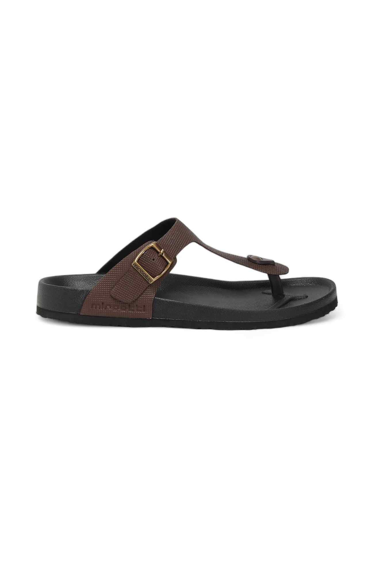 Men Brown T-Strap Comfort Chappal