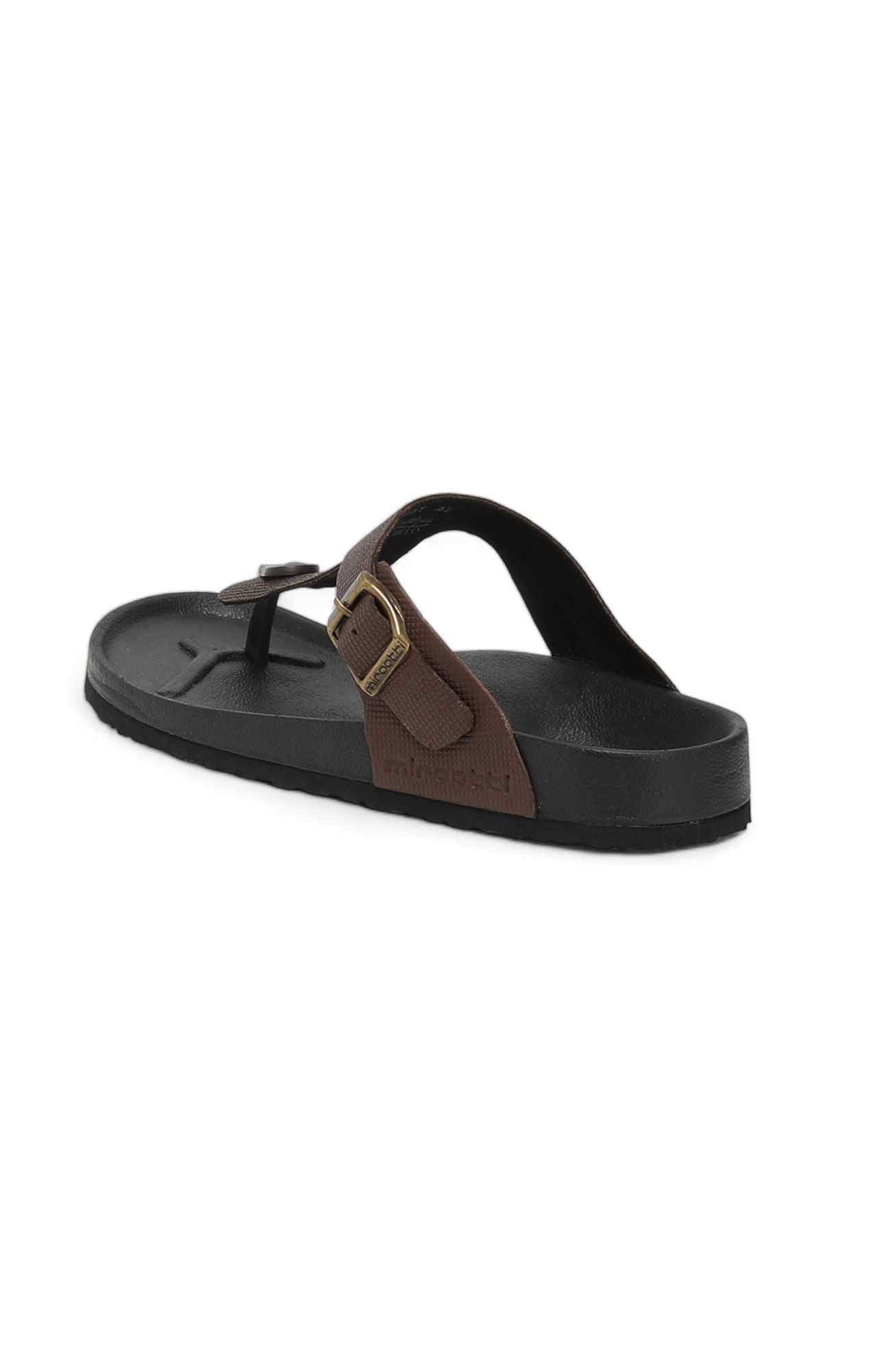 Men Brown T-Strap Comfort Chappal