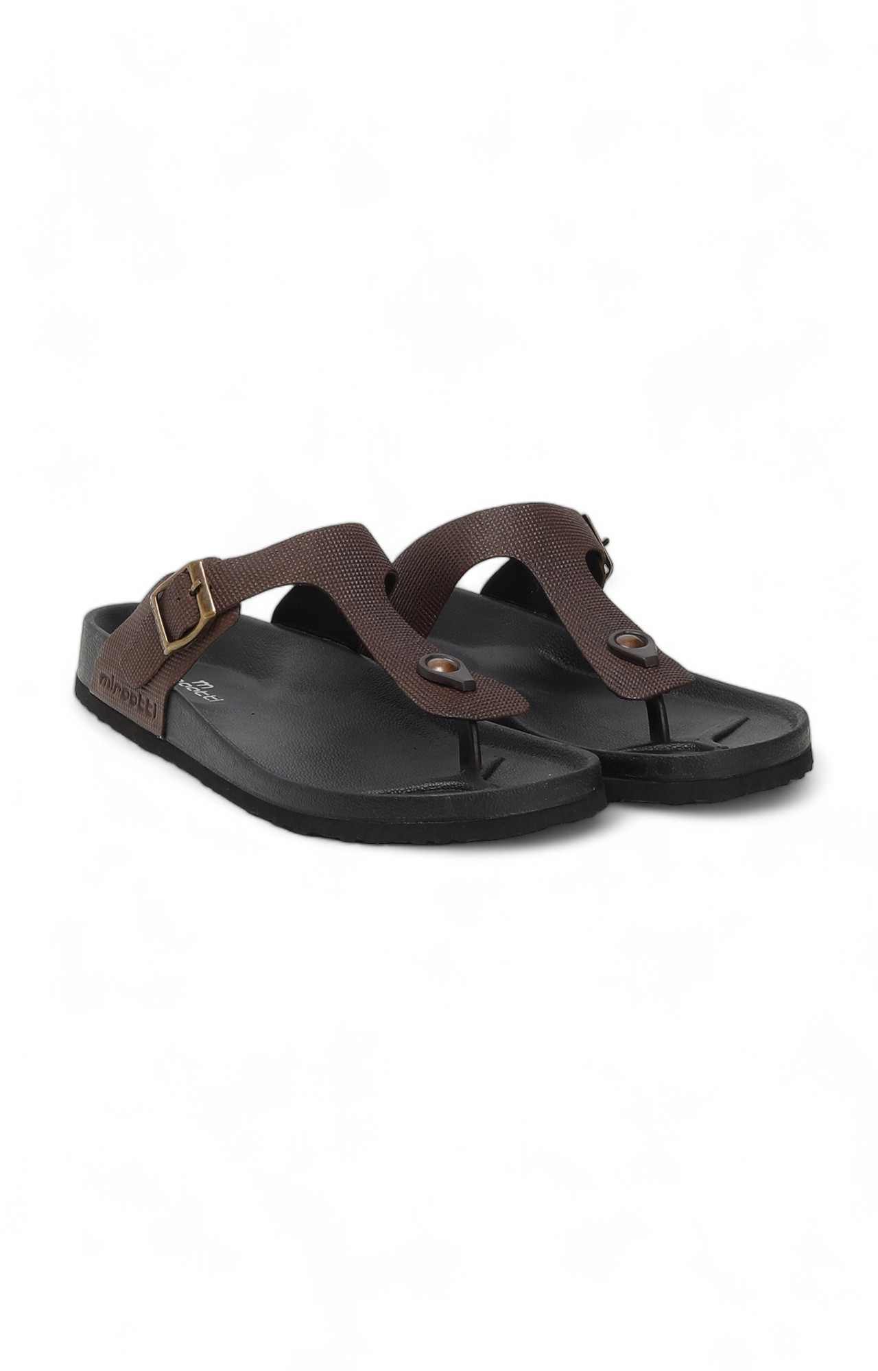 Men Brown T-Strap Comfort Chappal
