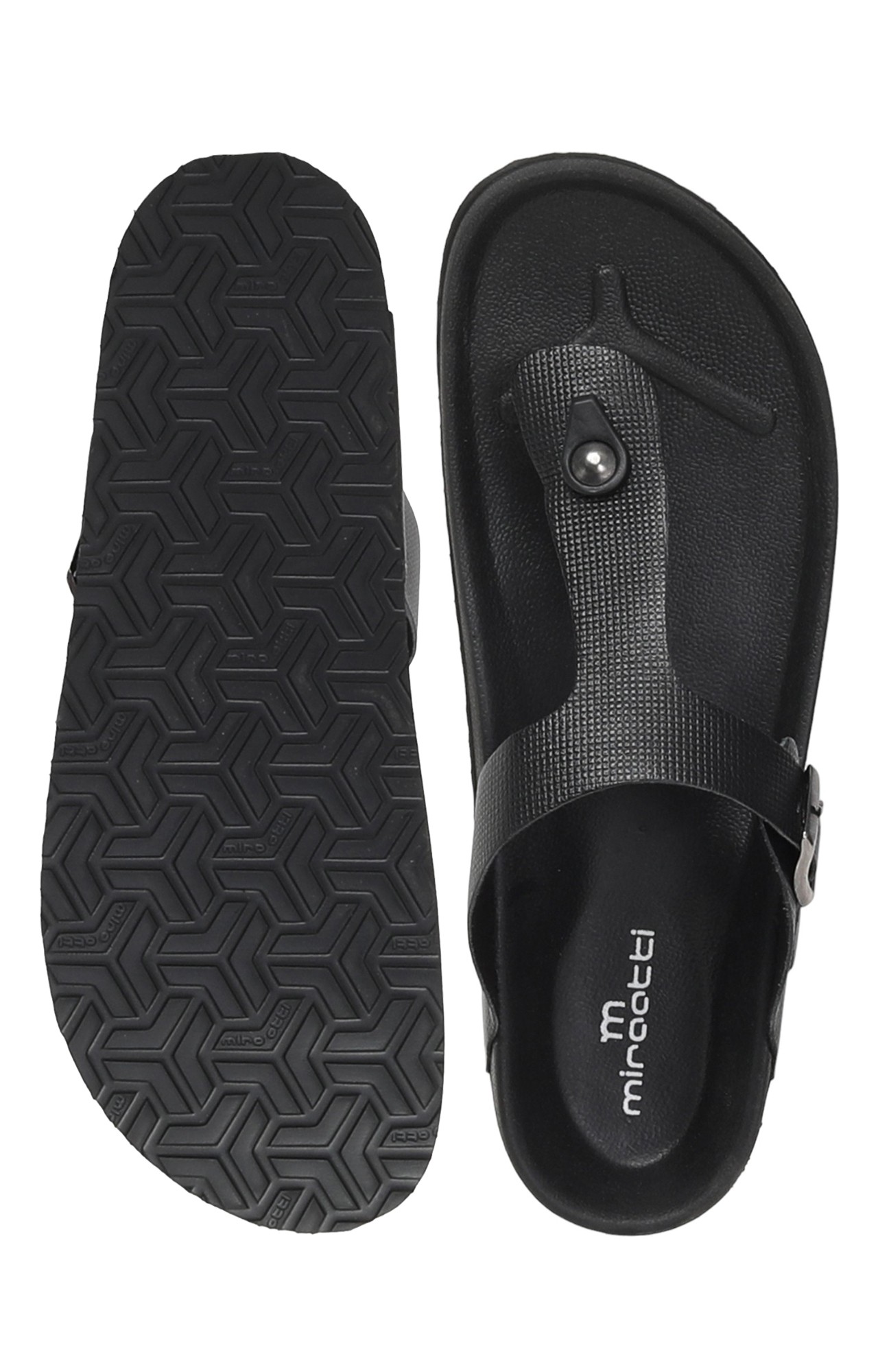 Men Black T-Strap Comfort Chappal