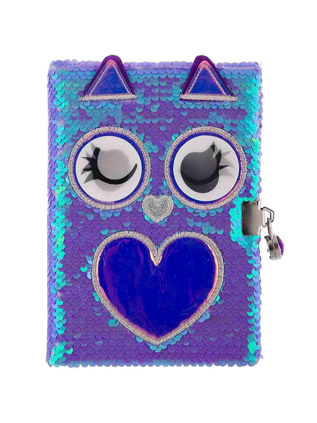 Mirada  Owl Flip Sequin Notebook/Diary Study & Desk Accessories for Girls age 3Y+ (Purple)