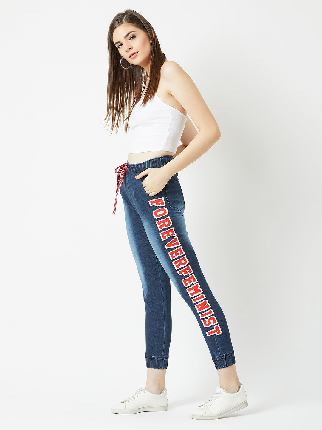 Navy Blue Regular Fit Mid Rise Clean Look Regular Length Stretchable ...