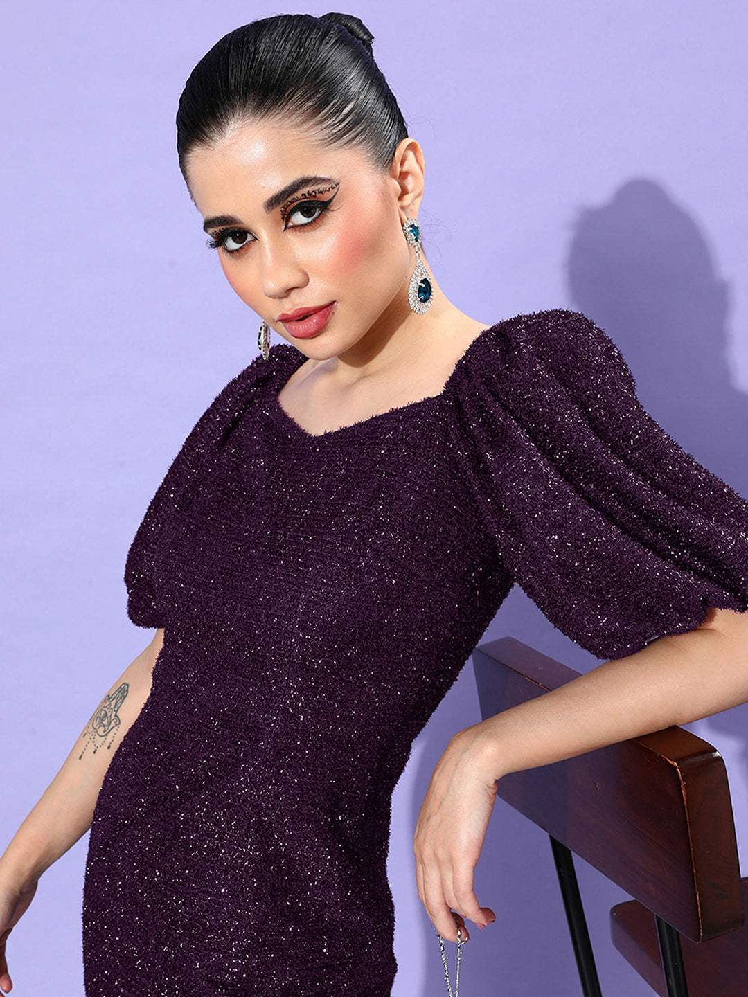 Women's Purple Polyester  Dresses