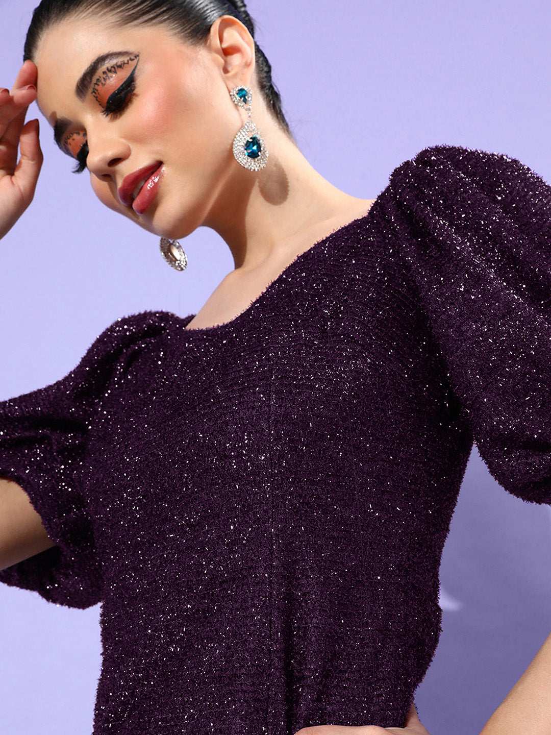 Women's Purple Polyester  Dresses