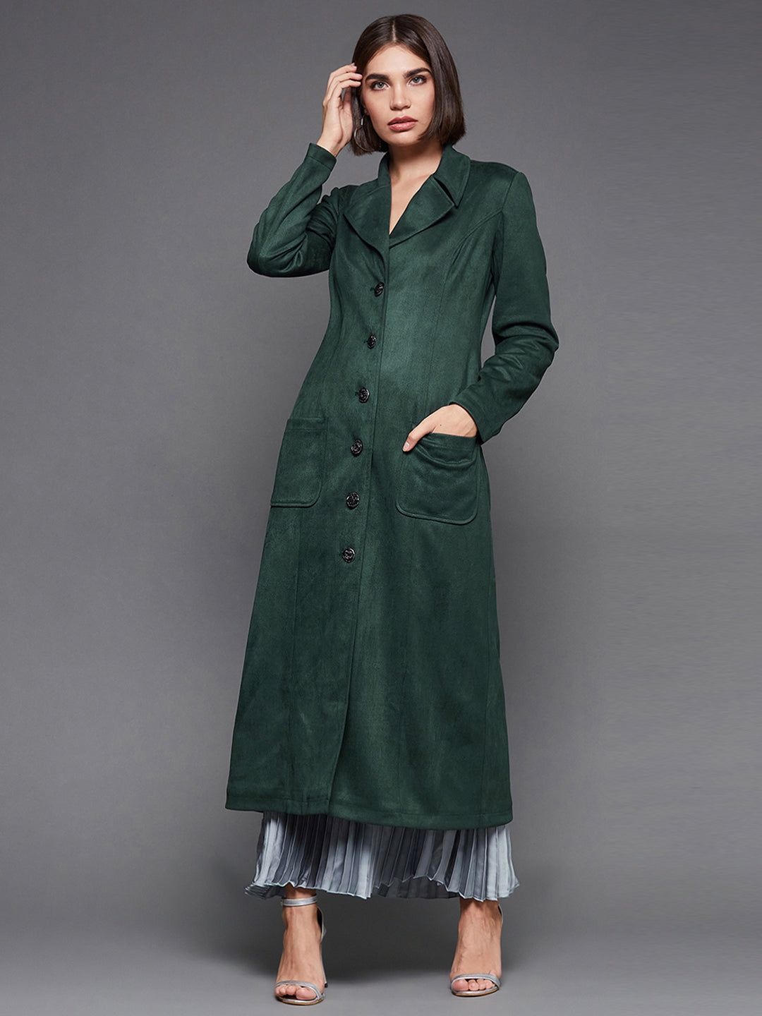 MISS CHASE | Women's Green Polyester  Western Jackets