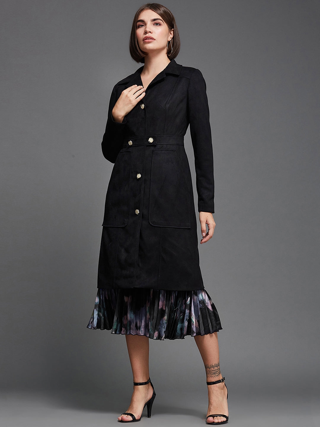 MISS CHASE | Women's Black Polyester  Western Jackets