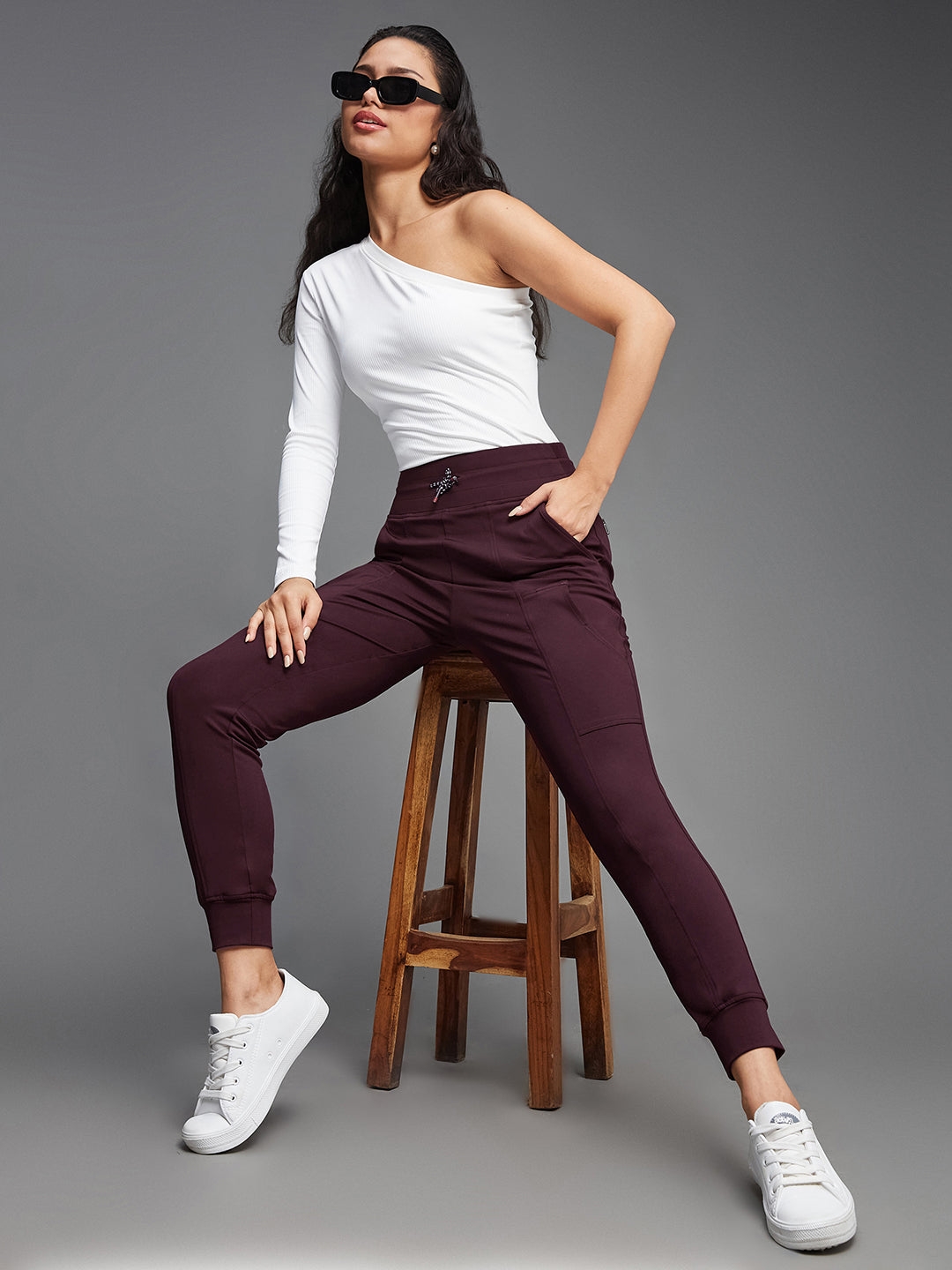 MISS CHASE | Solid Wine Relaxed Fit Regular-Length Tiggers