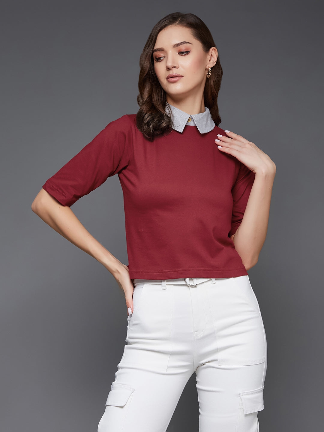 MISS CHASE | Women's Red Polycotton  Tops