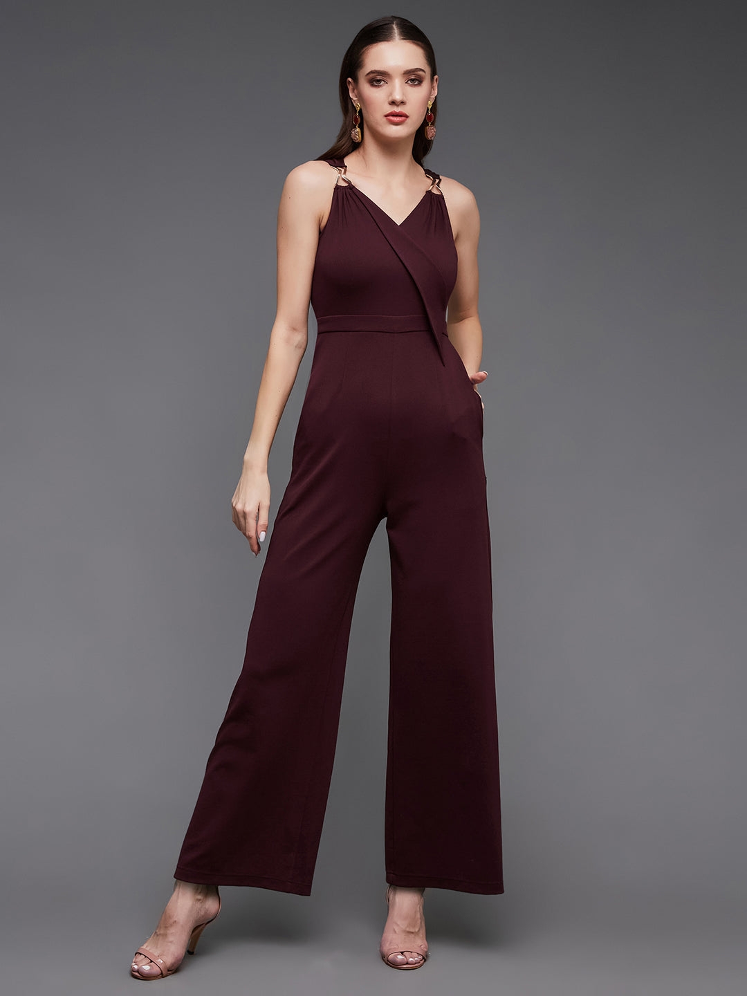 MISS CHASE | Women's White Polyester  Jumpsuits