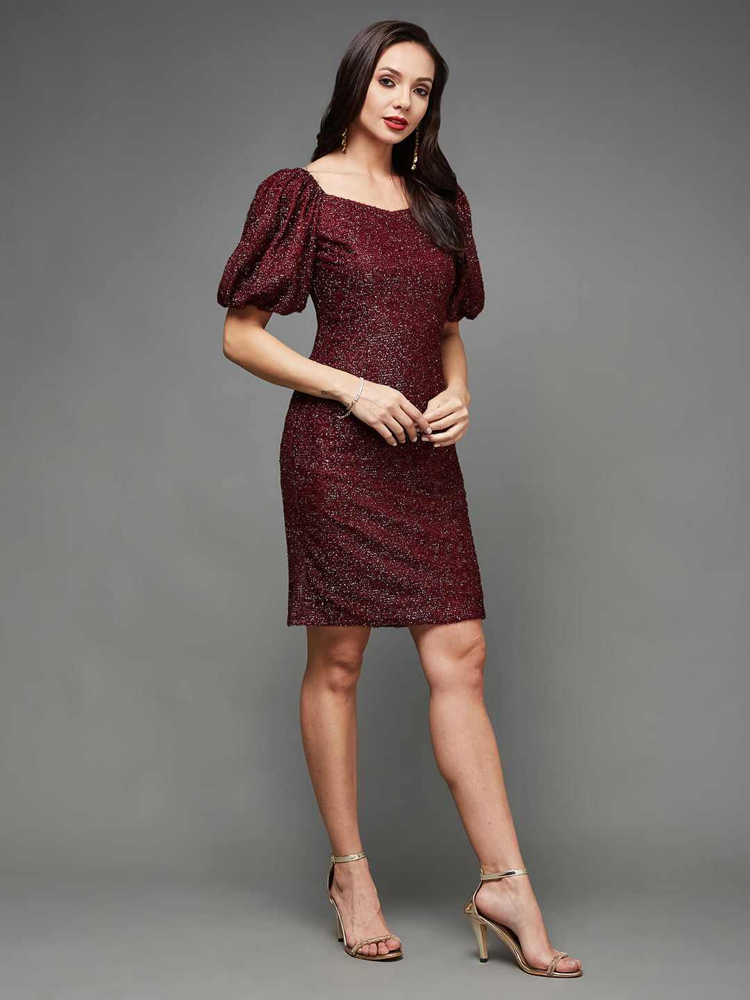 Women's Red Polyester  Dresses