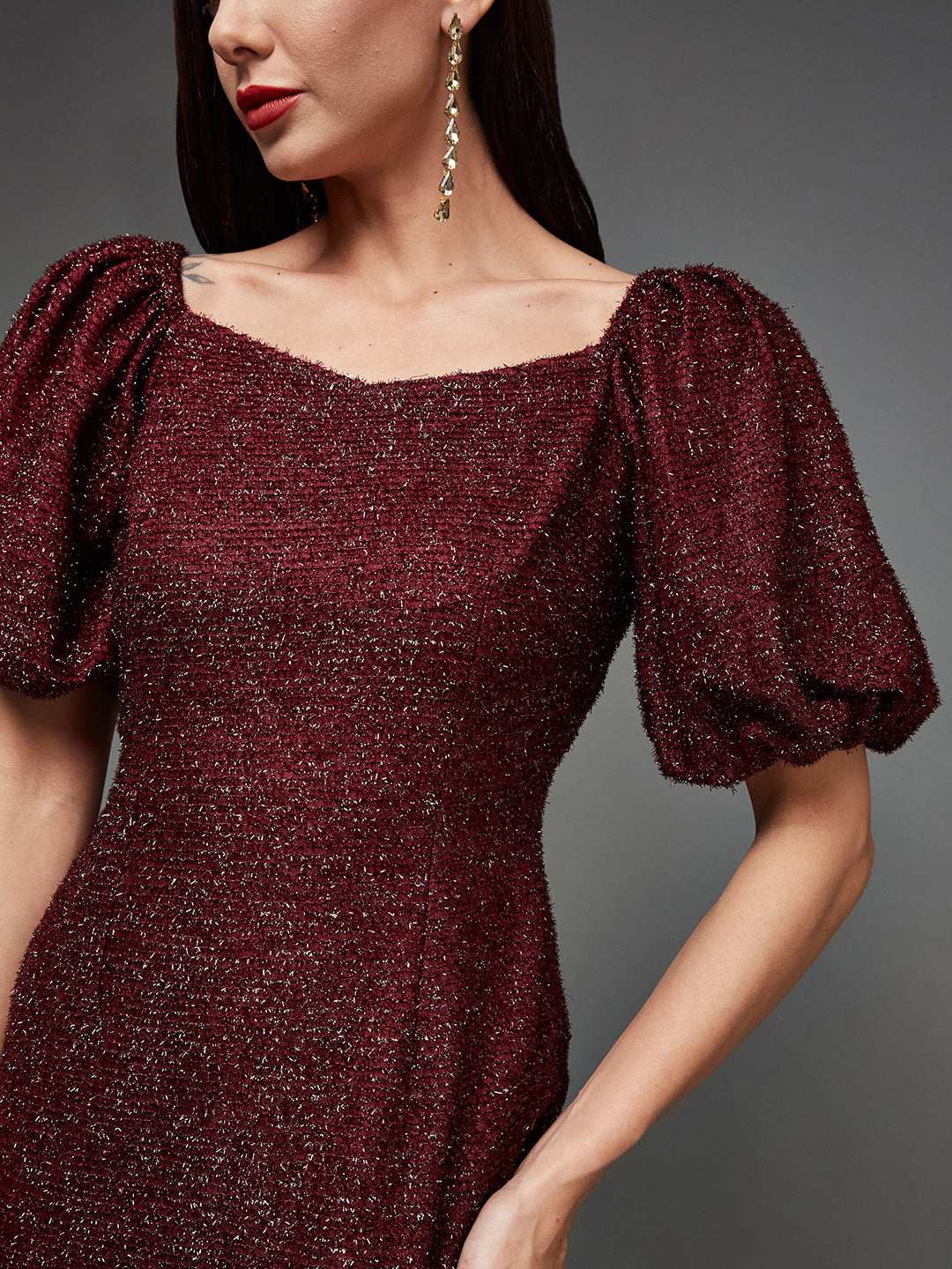 Women's Red Polyester  Dresses