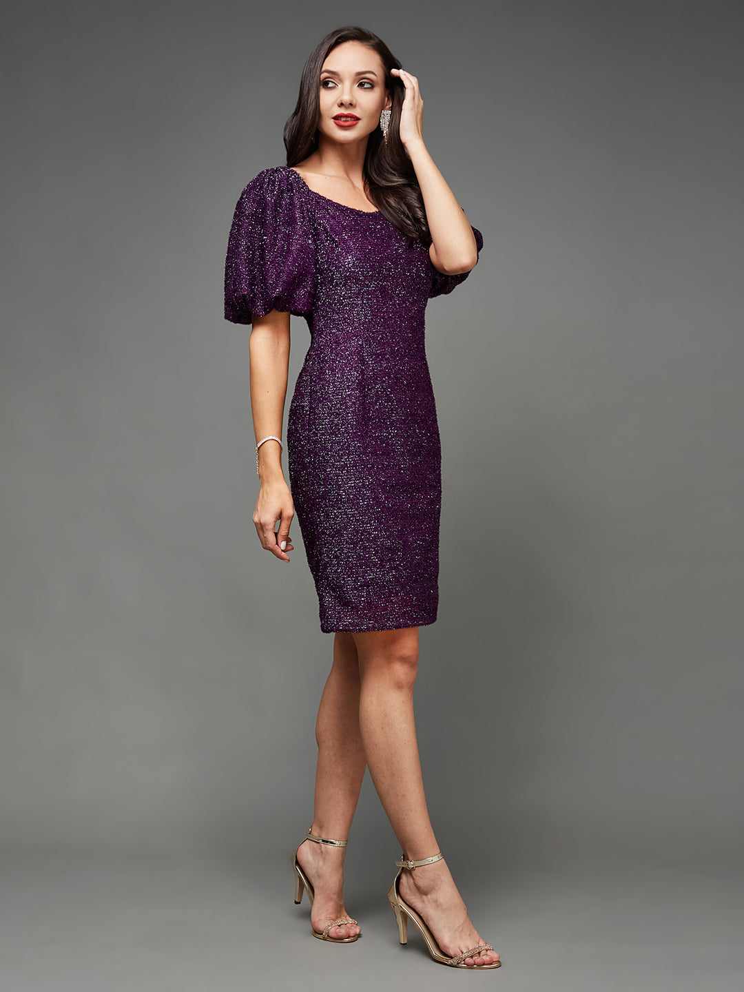 Women's Purple Polyester  Dresses