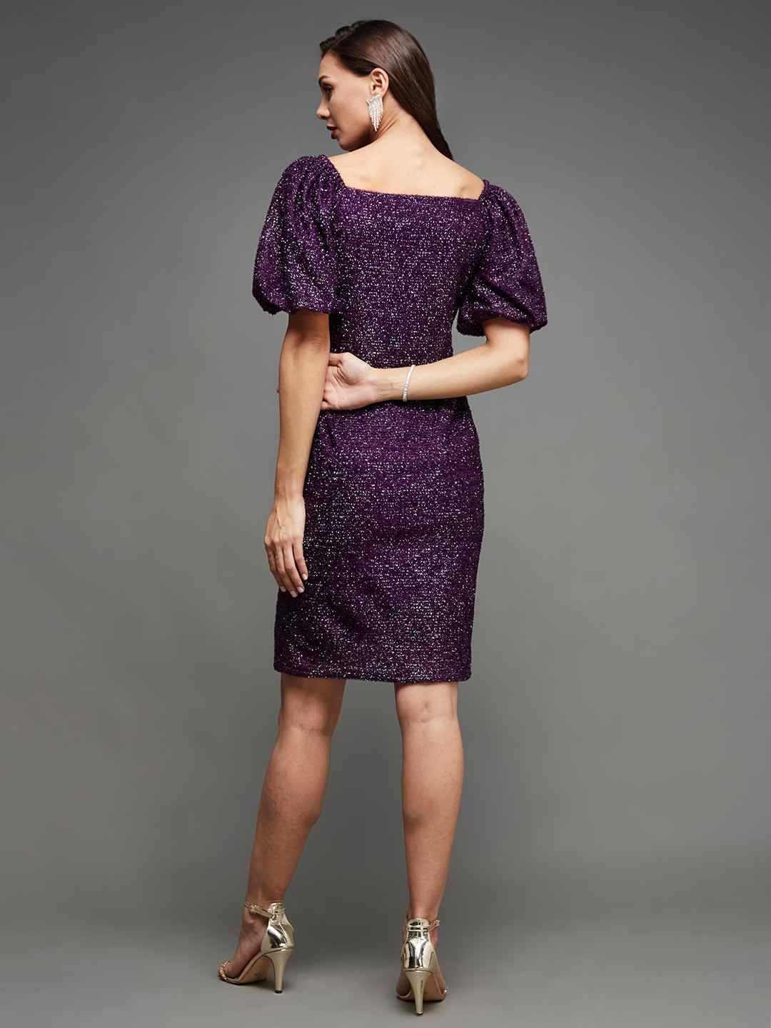 Women's Purple Polyester  Dresses