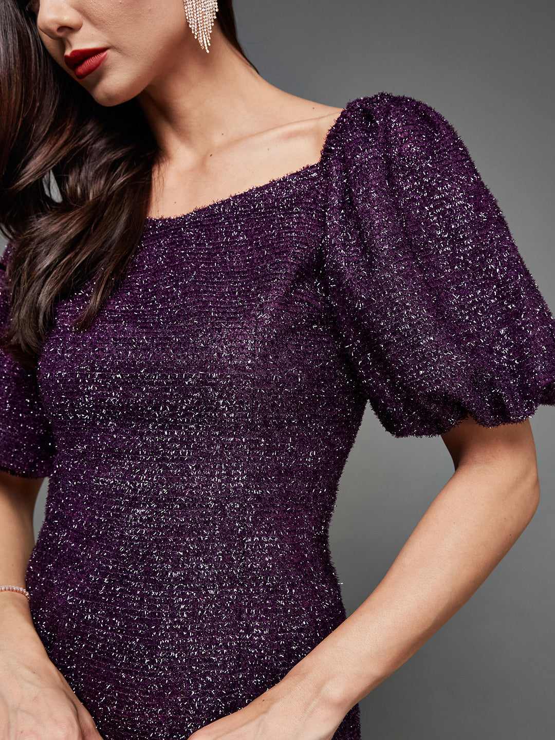 Women's Purple Polyester  Dresses