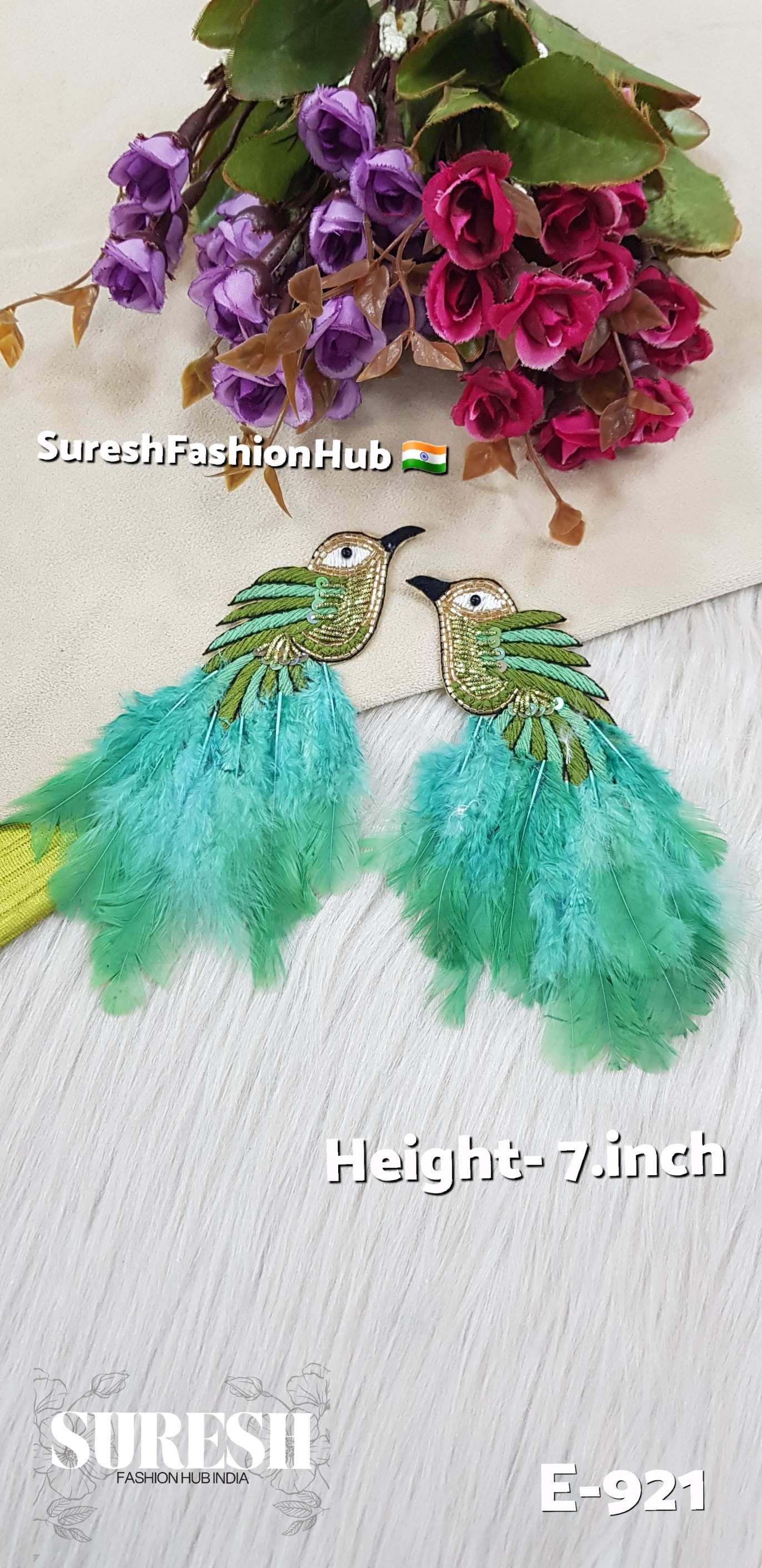 E-921 Sea Green Right Side Bird Feather Patch