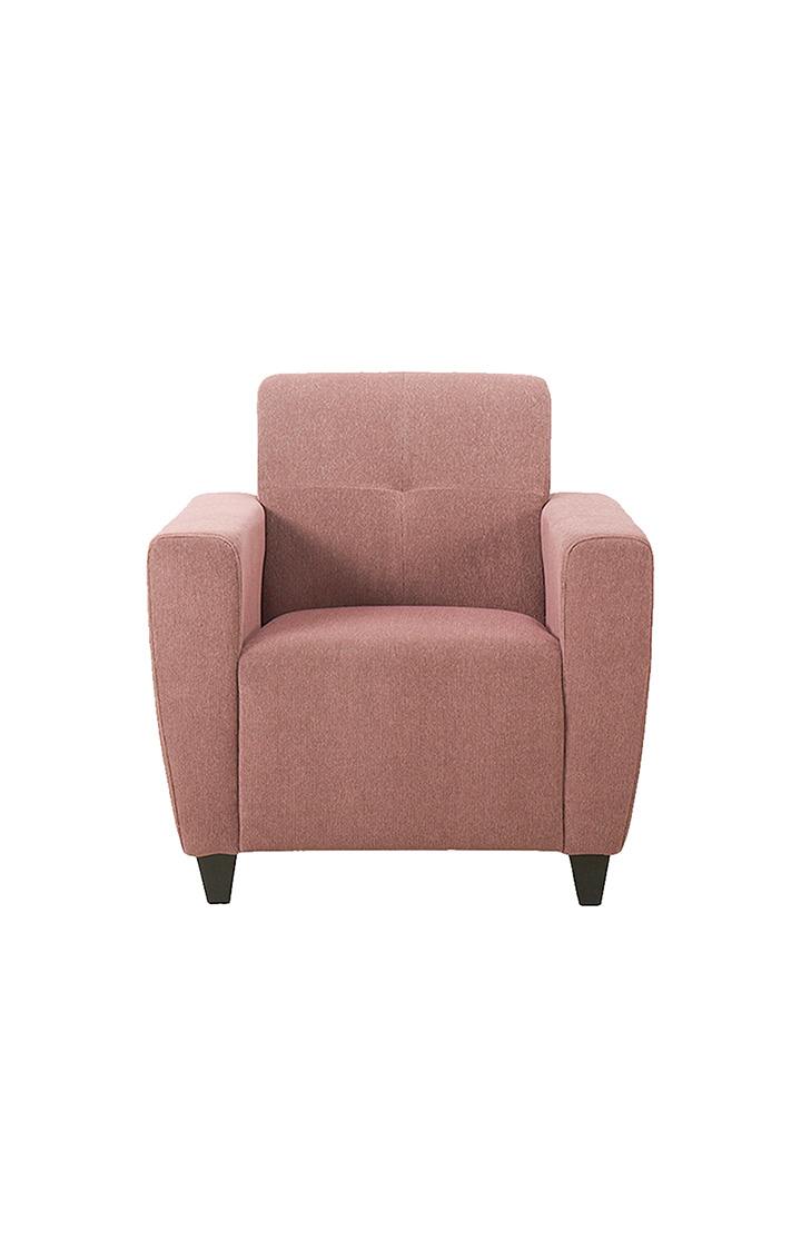 neudot Elegance Sofa for Living Room |1 Person Sofa|Premium Fabric with Cushioned Armrest | Solid Wood Frame|1 Seater in Ceramic Pink Color