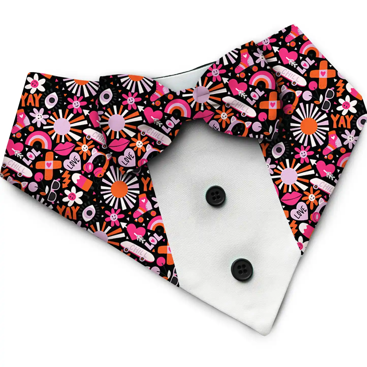 PawsIndia Pop Funk Pattern Tuxedo Bandana with Matching Bow for Pets