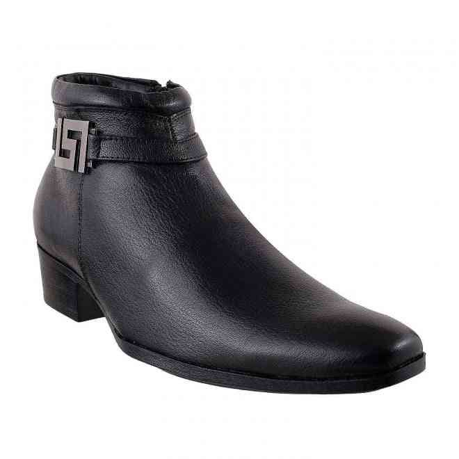 Mochi  Men  Black  Leather  Boots  Euro 39