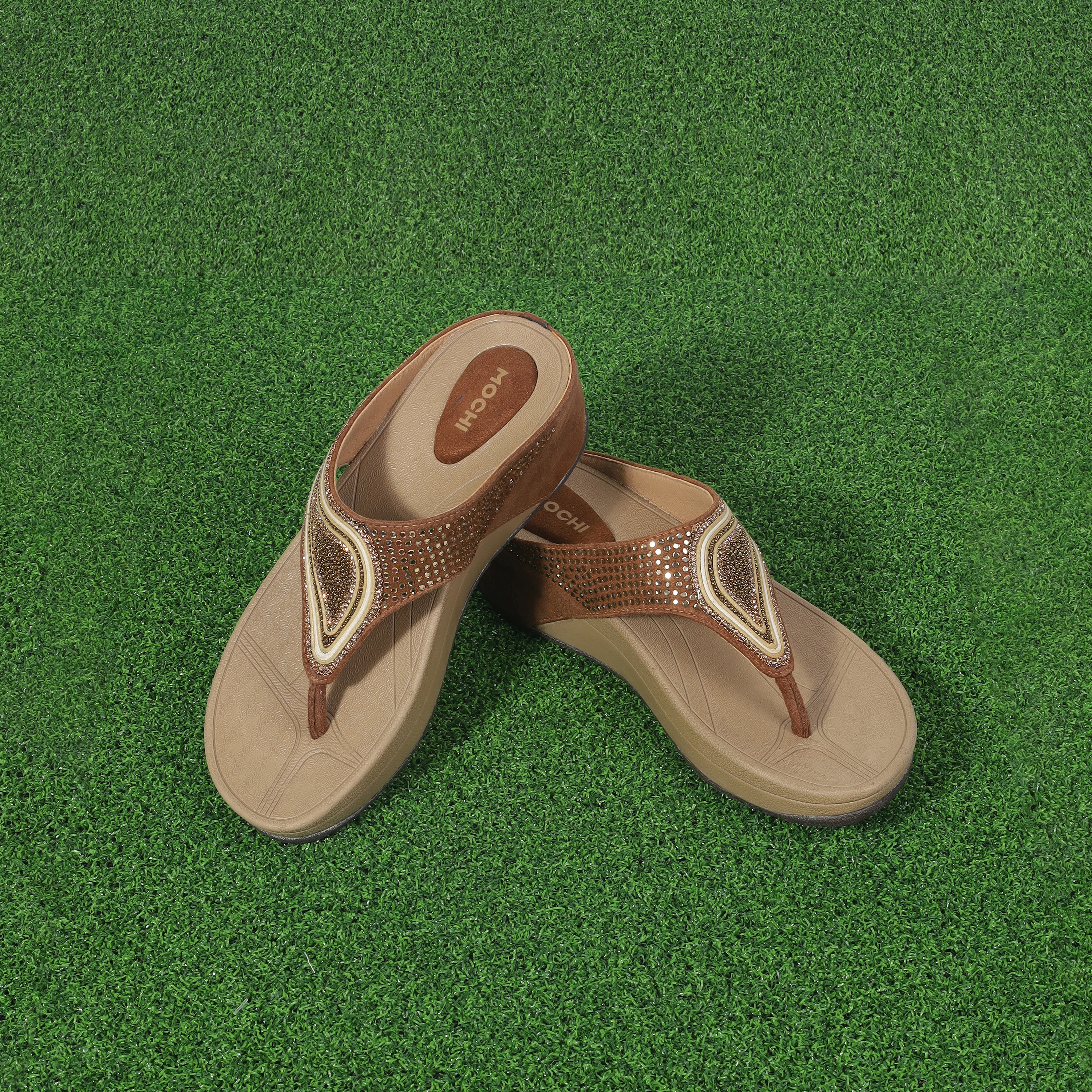 Mochi  Women  Antic Gold  Synthetic  Flats  Euro 35