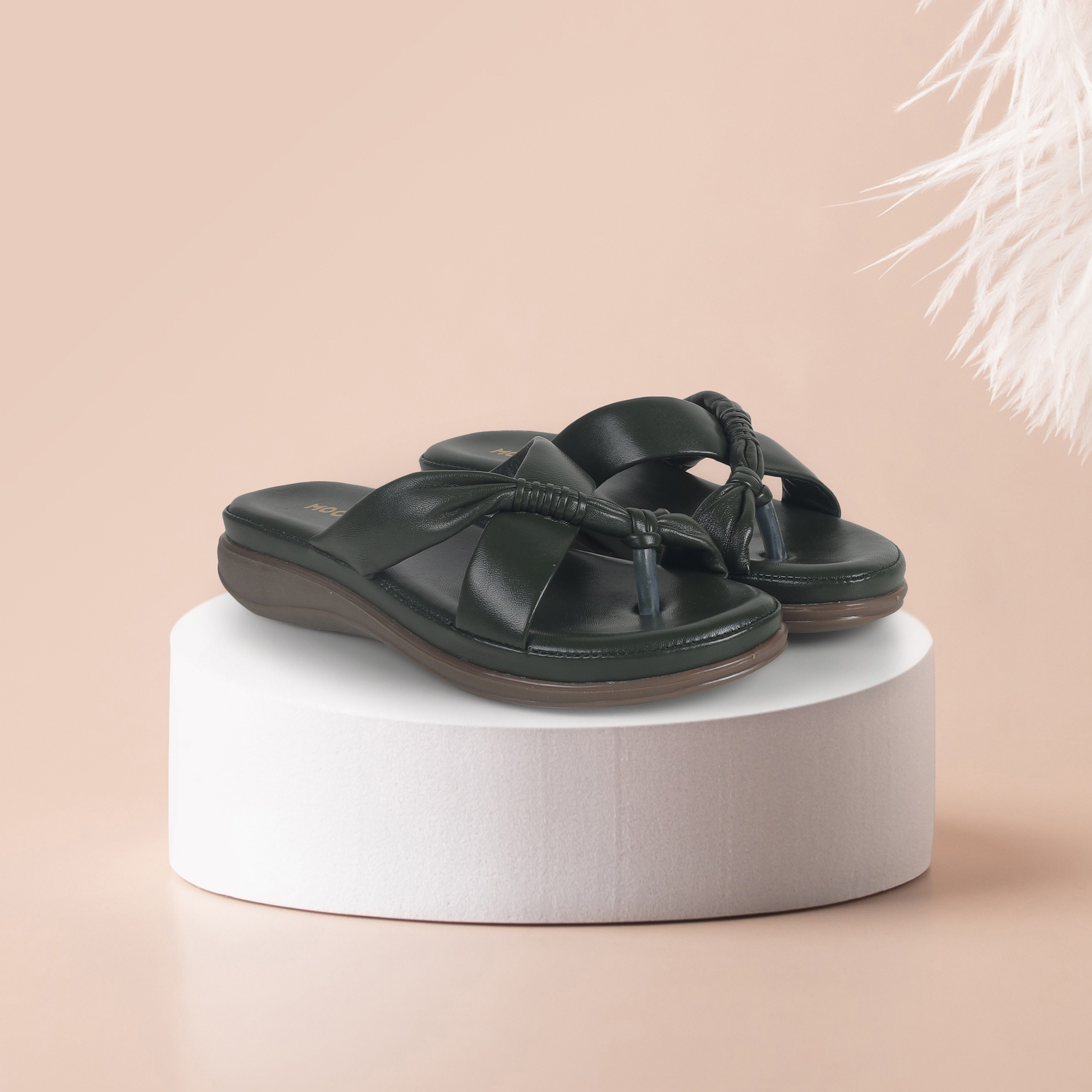 Mochi  Women  Green  Leather  Flats  Euro 35