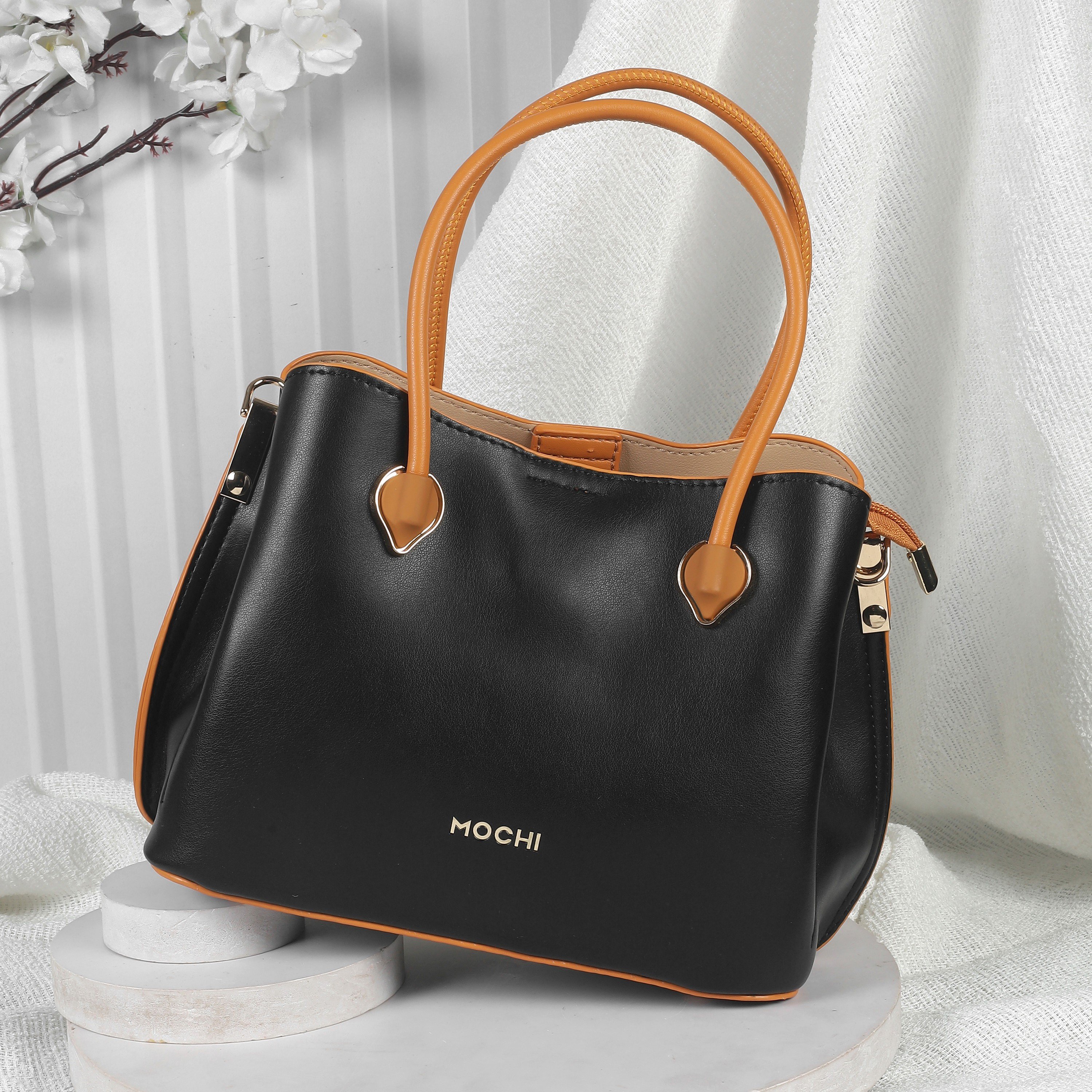 Mochi Women Black PU Handbags Onesize