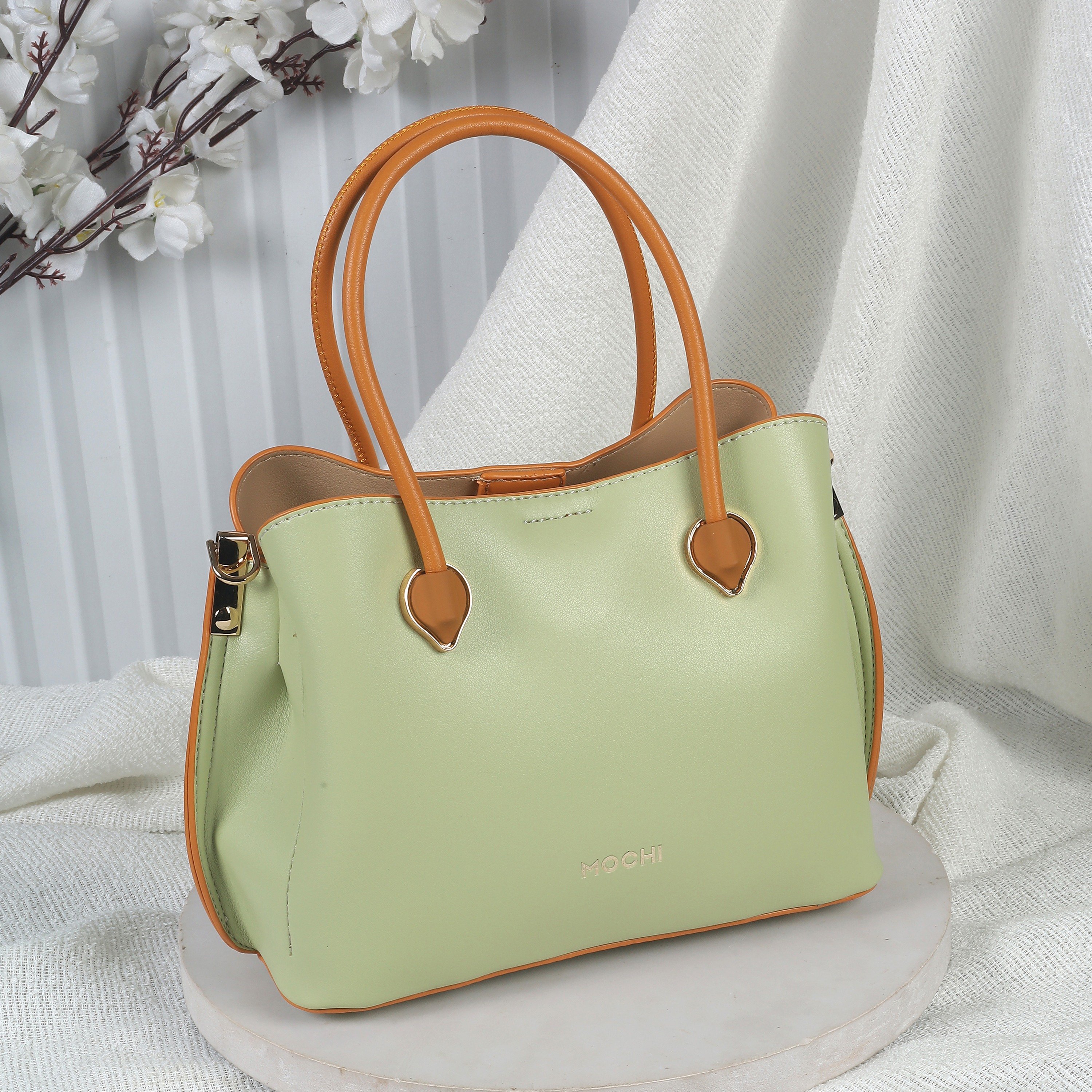 Mochi Women Green PU Handbags Onesize
