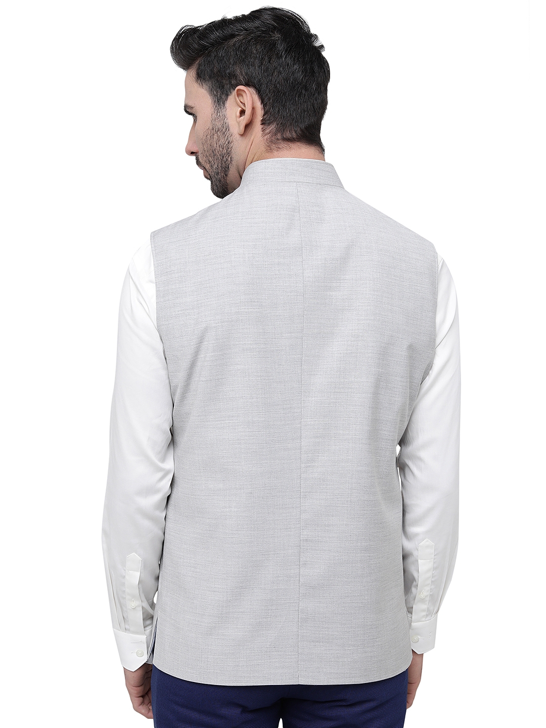 Modi Jacket | Light Grey Solid Regular Fit Modi Jacket | JadeBlue 2