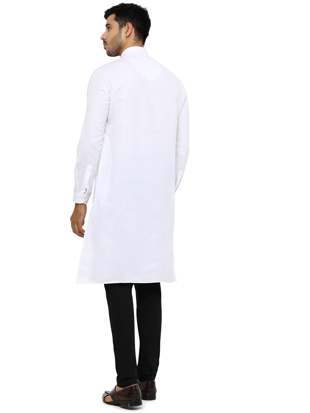 White Solid Regular Fit Modi Kurta | JadeBlue