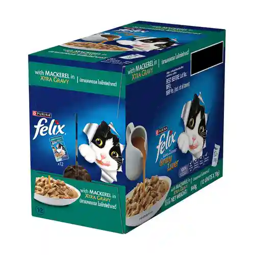 Purina Felix Gravy Lover Meaty Mackerel Chunks Wet Cat Food, 70g