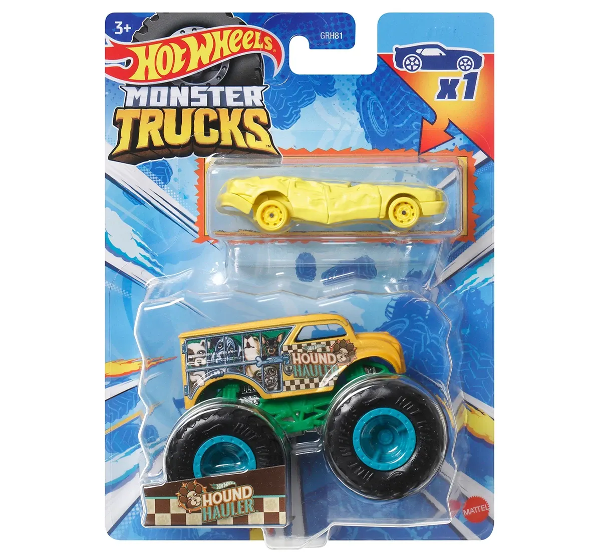 Hot Wheels Monster Truck 1:64 Die-Cast PLUS CAR Assorted,BOYS,3Y+