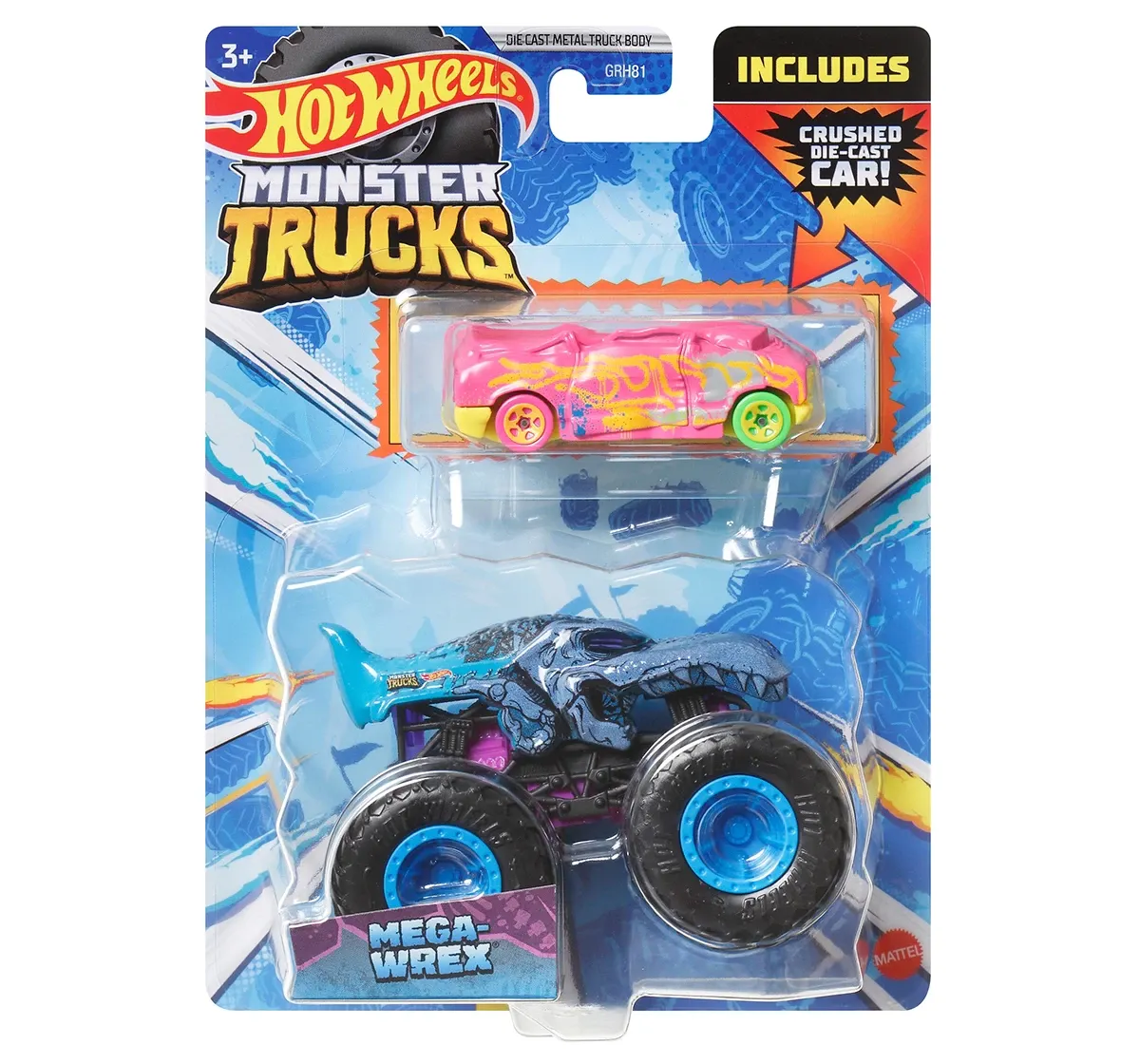 Hot Wheels Monster Truck 1:64 Die-Cast PLUS CAR Assorted,BOYS,3Y+