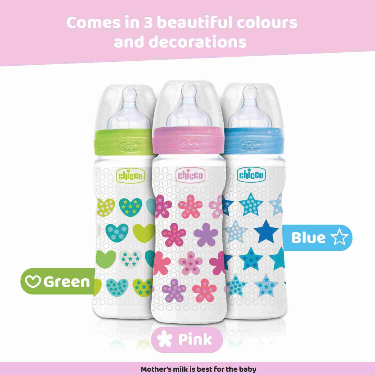 Chicco Feeding Bottle 250ml - Pink