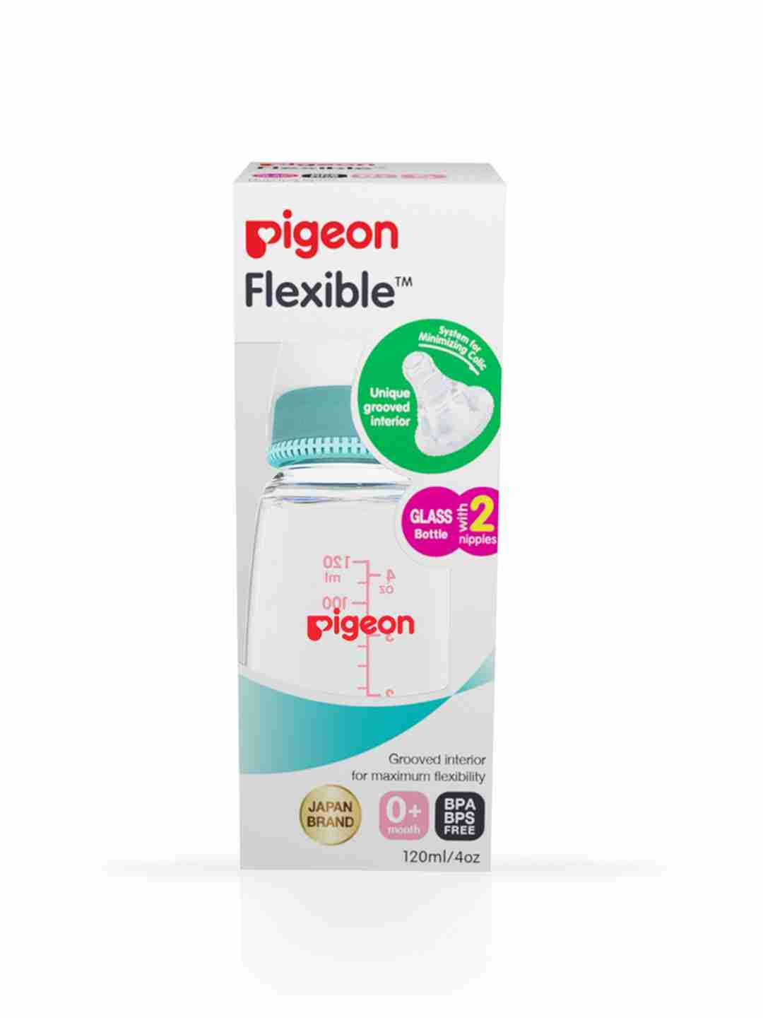 Pigeon Glass Feeding Bottle 120ml - Pack of 2 - Blue