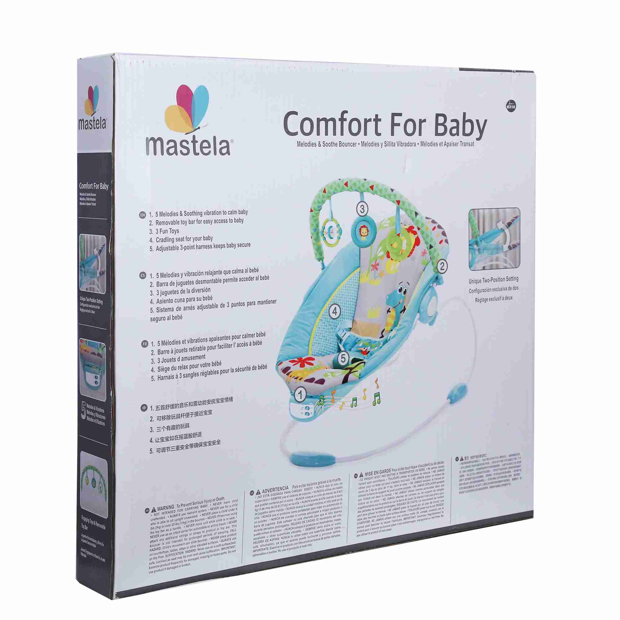 Mastela Unisex Recline Positions Baby Bouncers - Blue