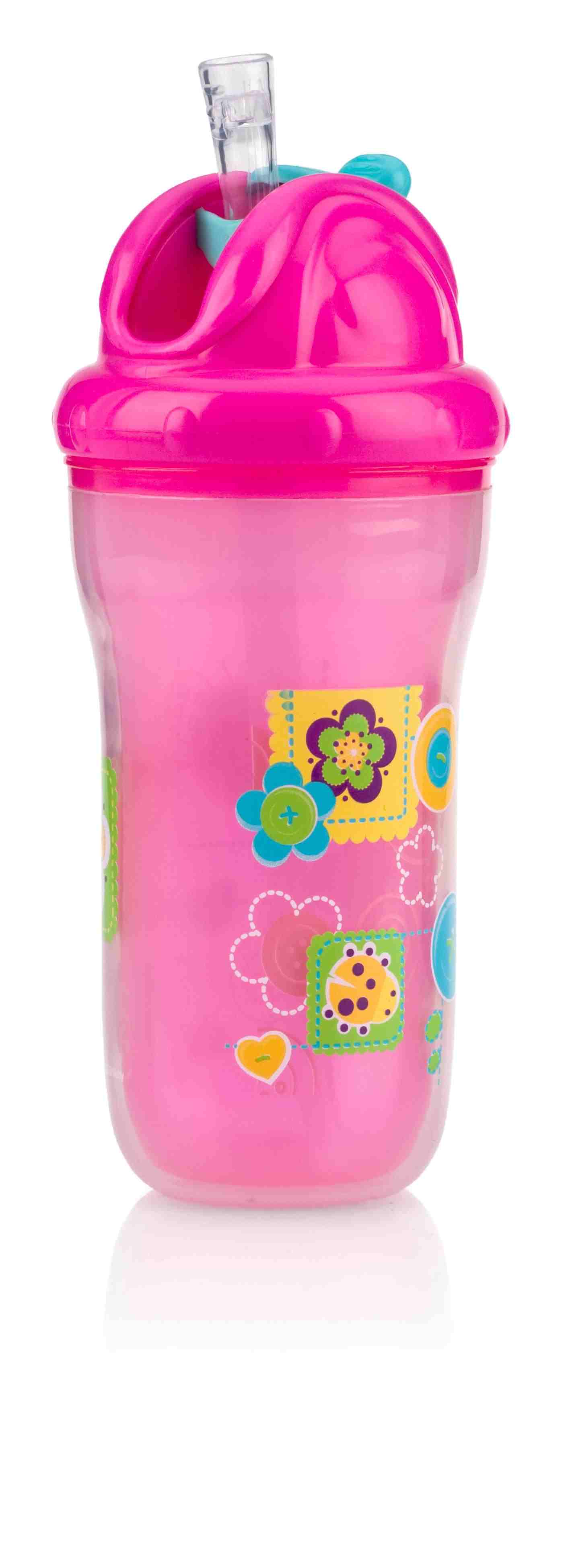 Nuby insulated Flip-It Straw Sipeez 270ml - Pink