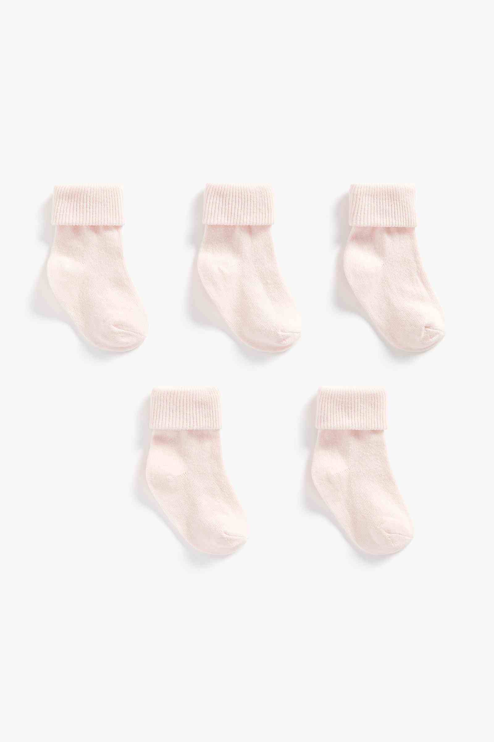 Mothercare Girls Turn - Over - Top Socks - Pack of 5 - Pink