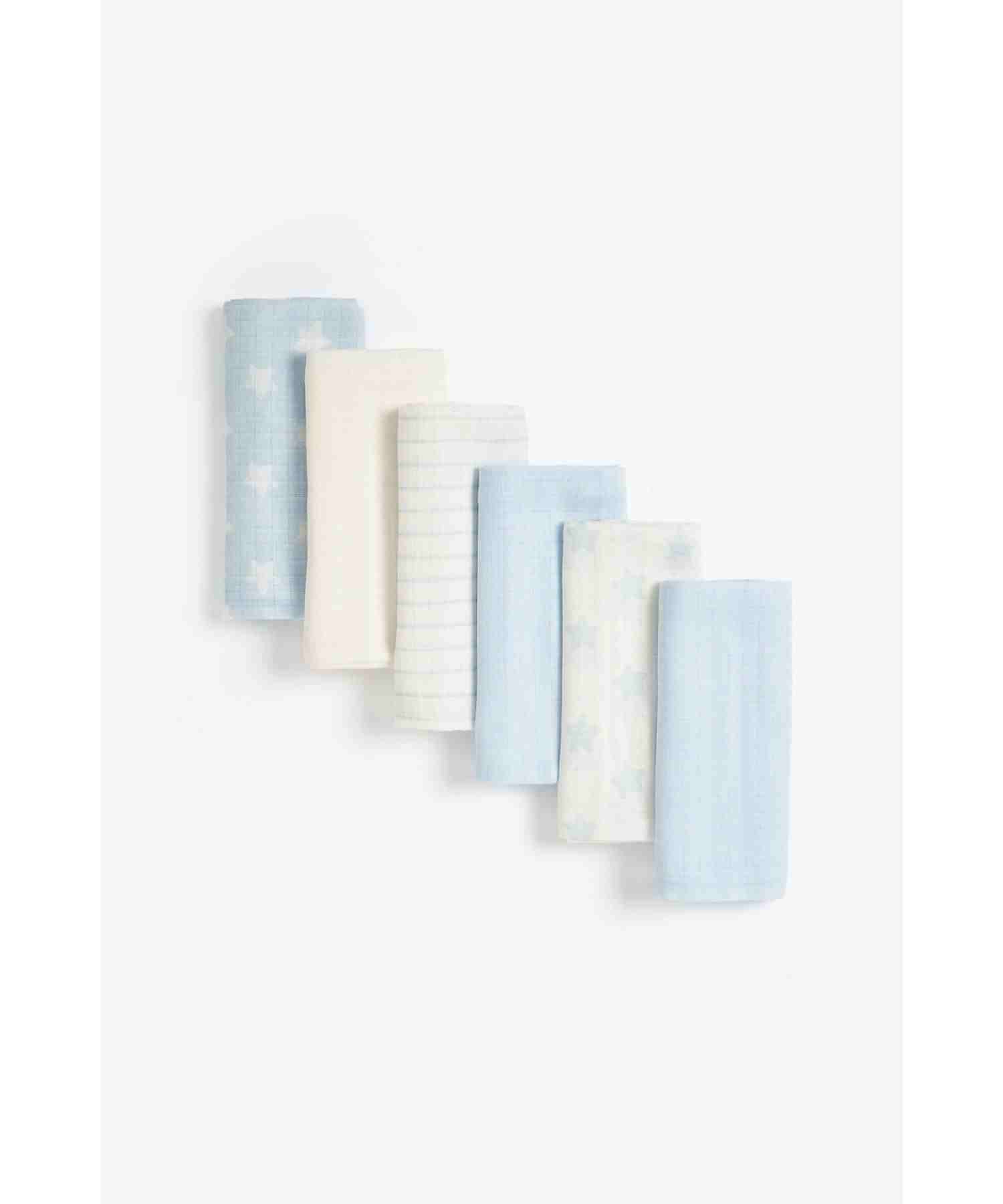 Mothercare Boys Absorbent Muslins - Pack of 6 - Blue