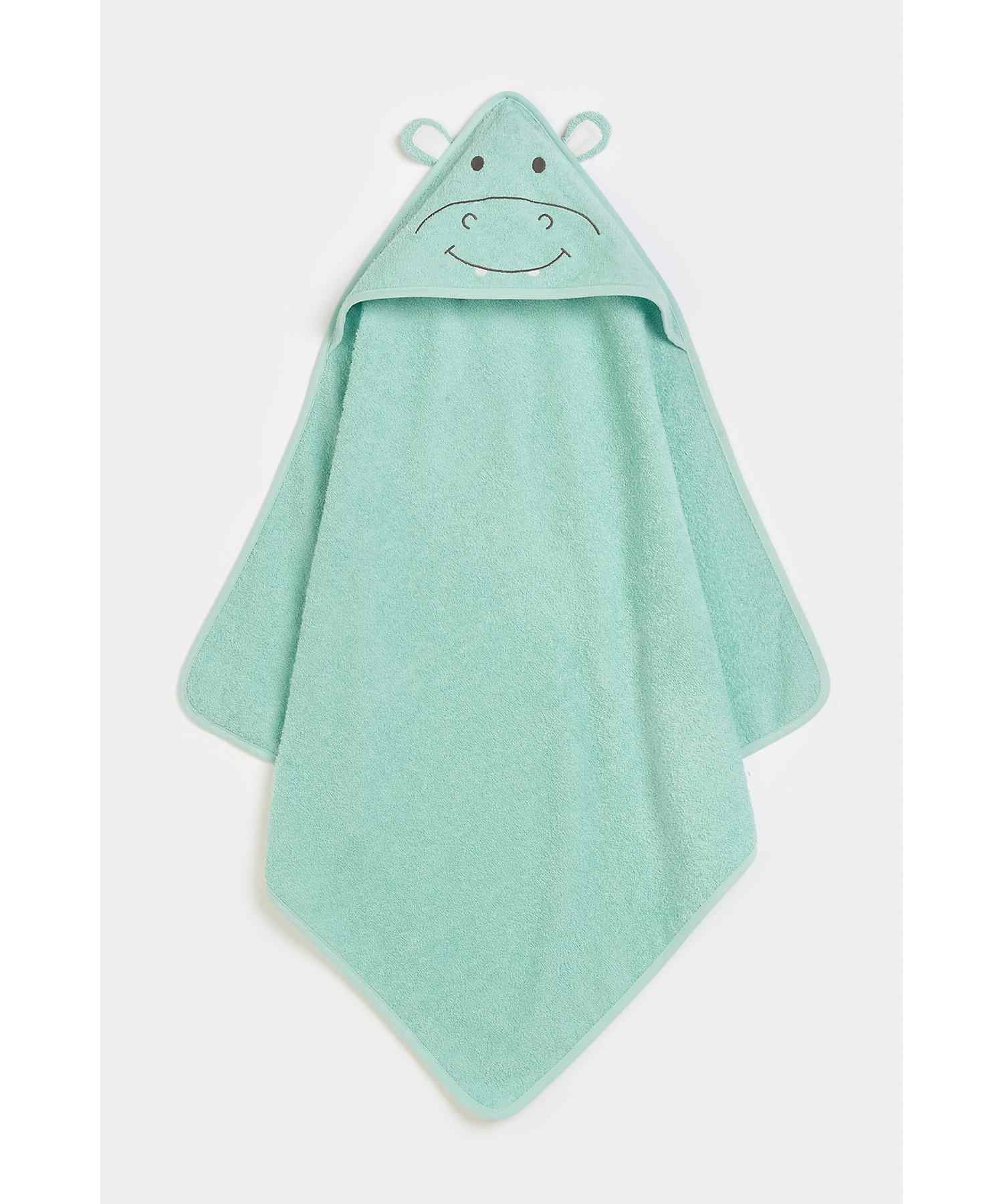 Mothercare Unisex 100% Cotton Dry Hooded Baby Towels - Blue
