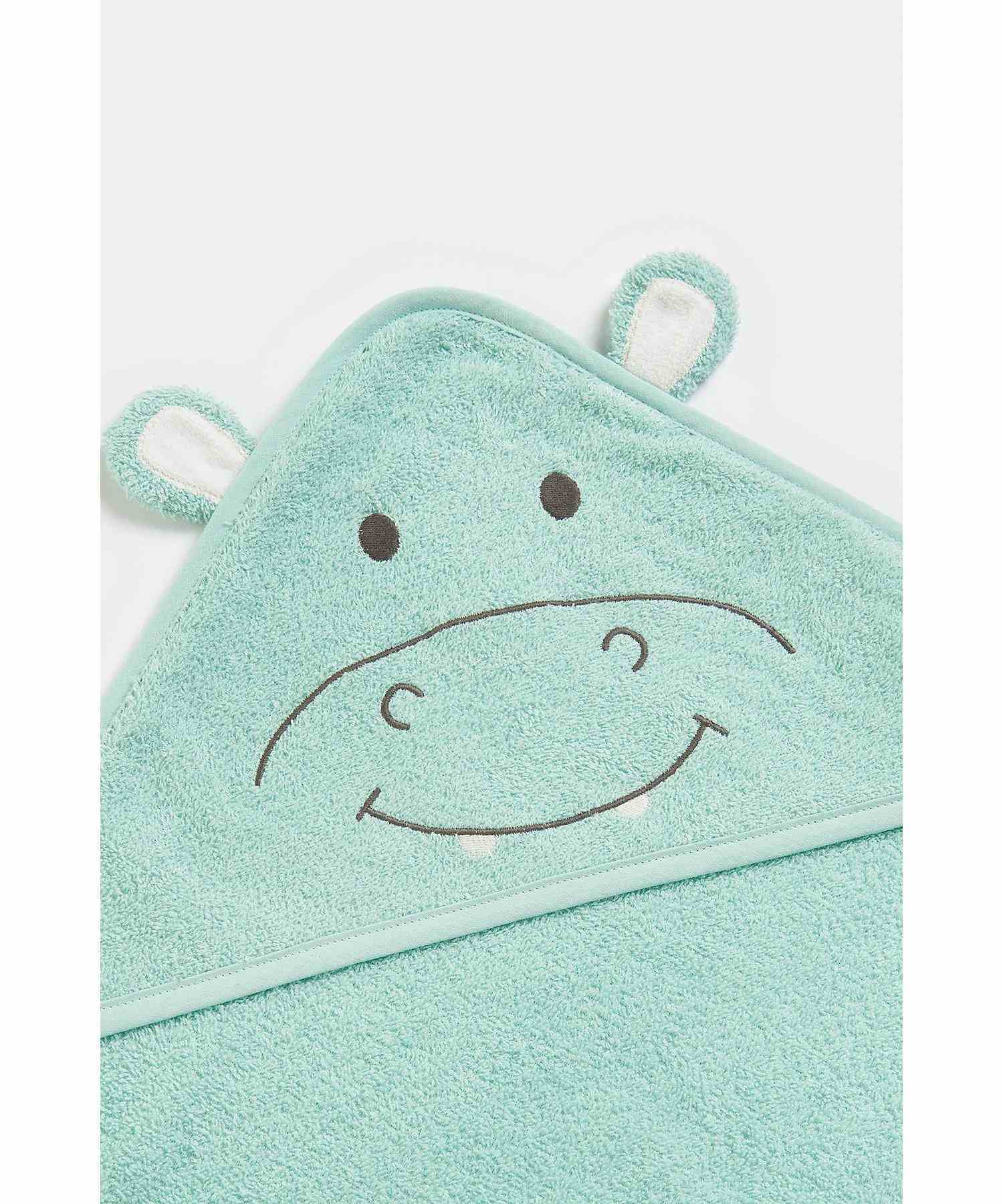 Mothercare Unisex 100% Cotton Dry Hooded Baby Towels - Blue