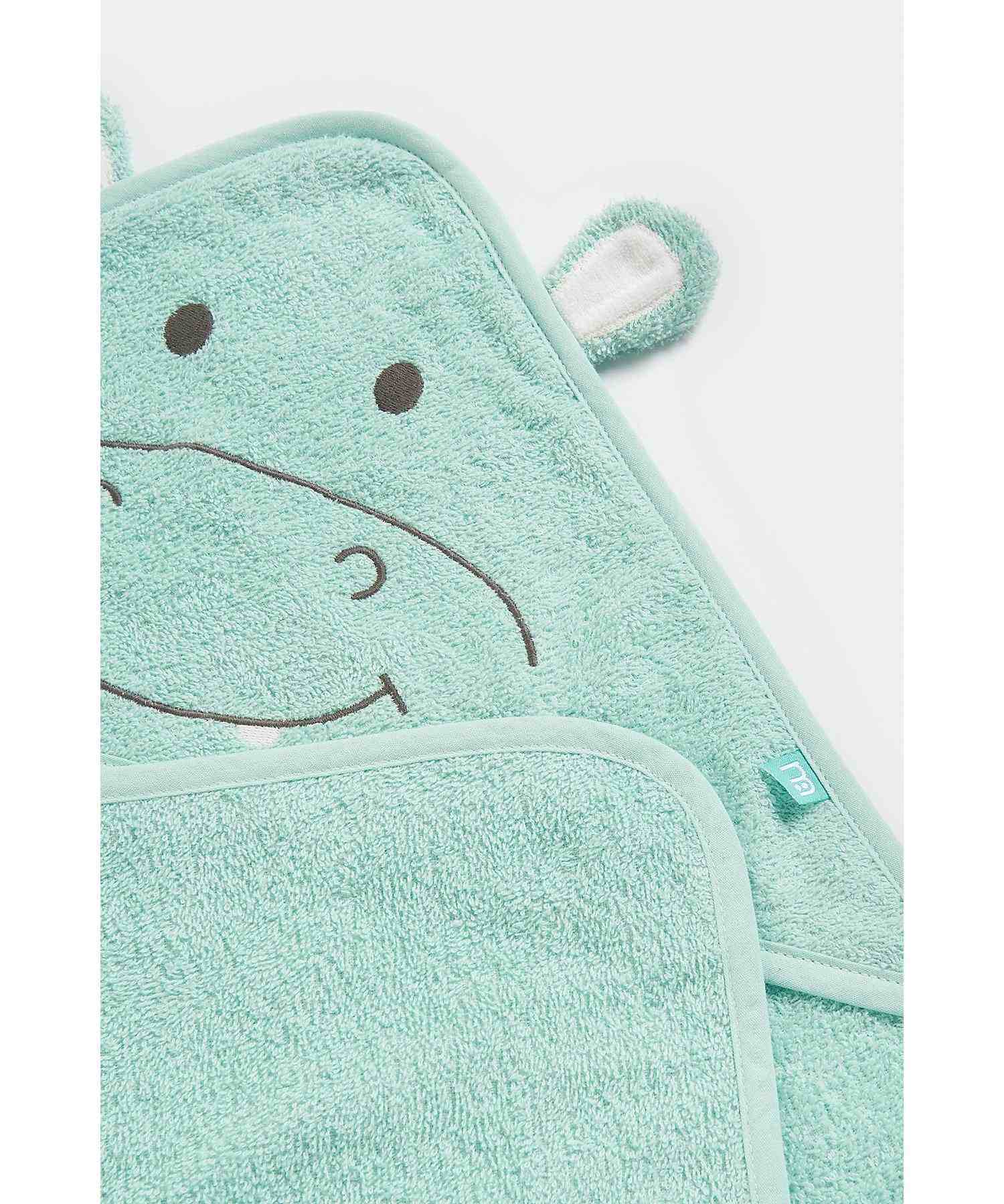 Mothercare Unisex 100% Cotton Dry Hooded Baby Towels - Blue