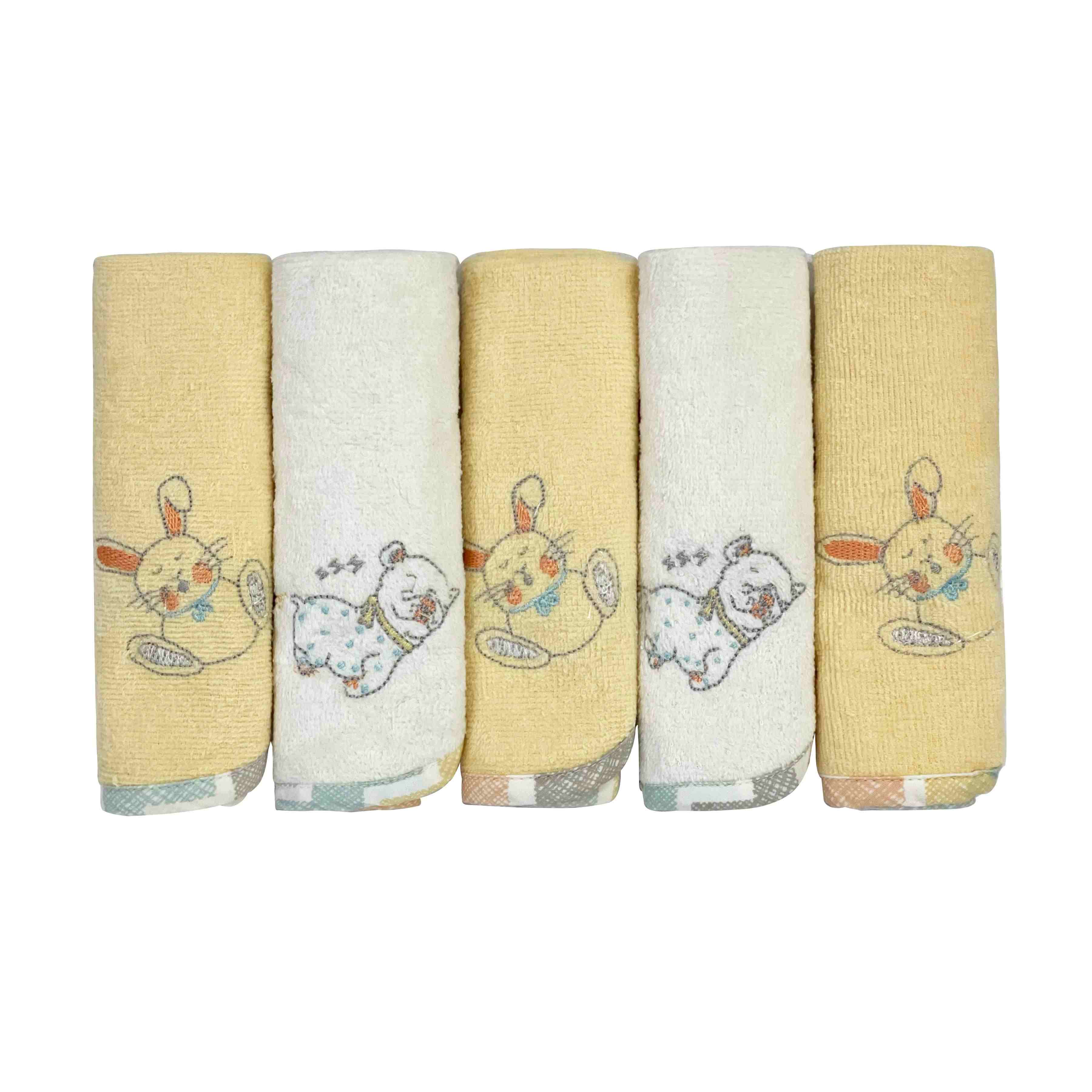 Abracadabra Sleepy Friends Terry Face Washers - Pack of 5 - Multicolor