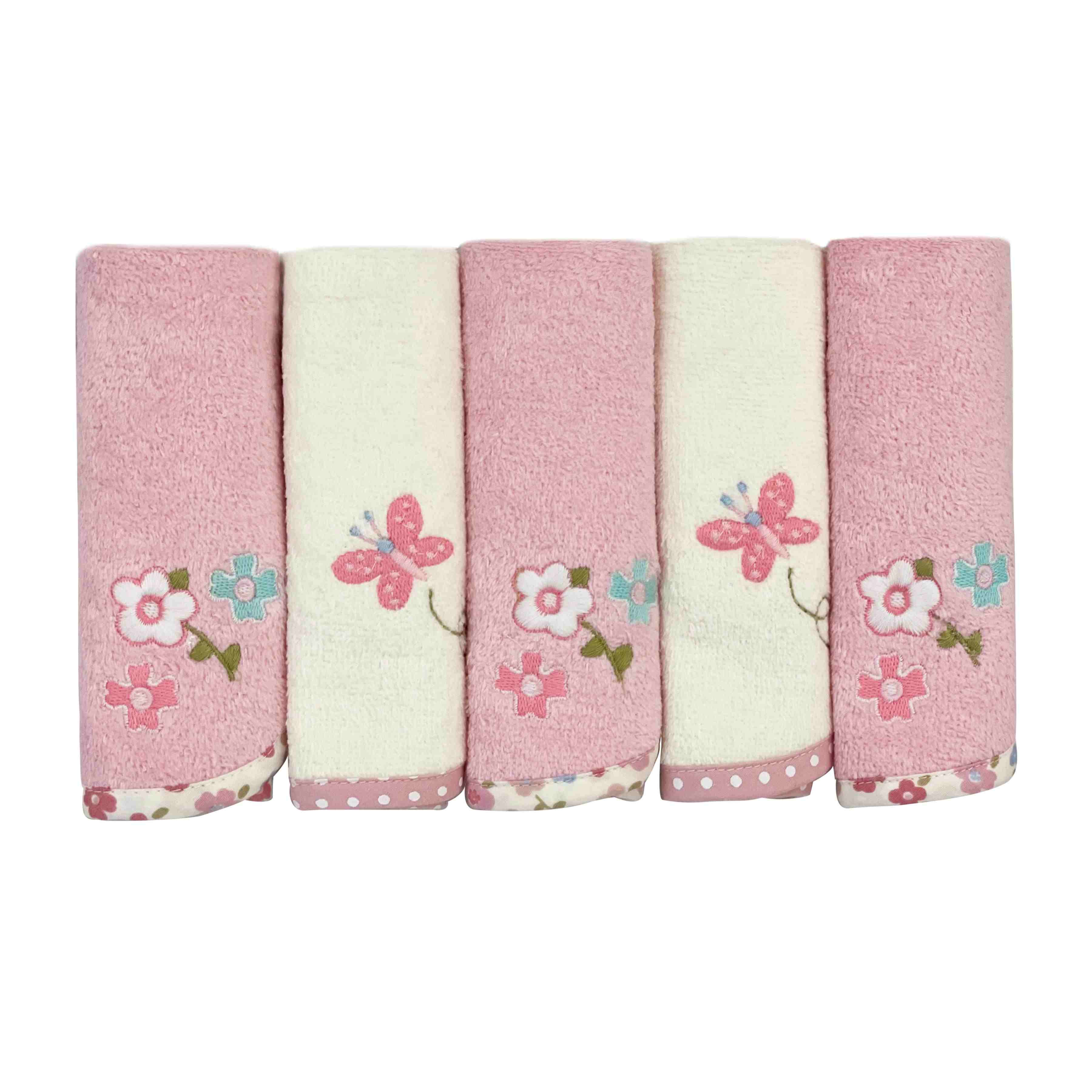 Abracadabra Vintage Floral Terry Face Washer - Pack of 5 - Multicolor