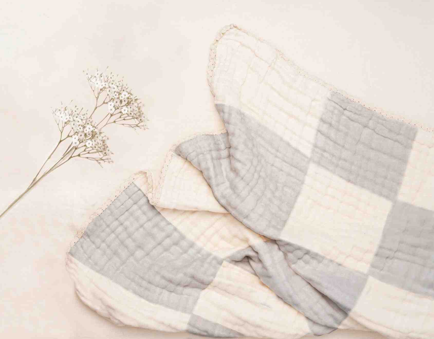 Abracadabra 4 Layer Patchwork Muslin Blanket - Grey