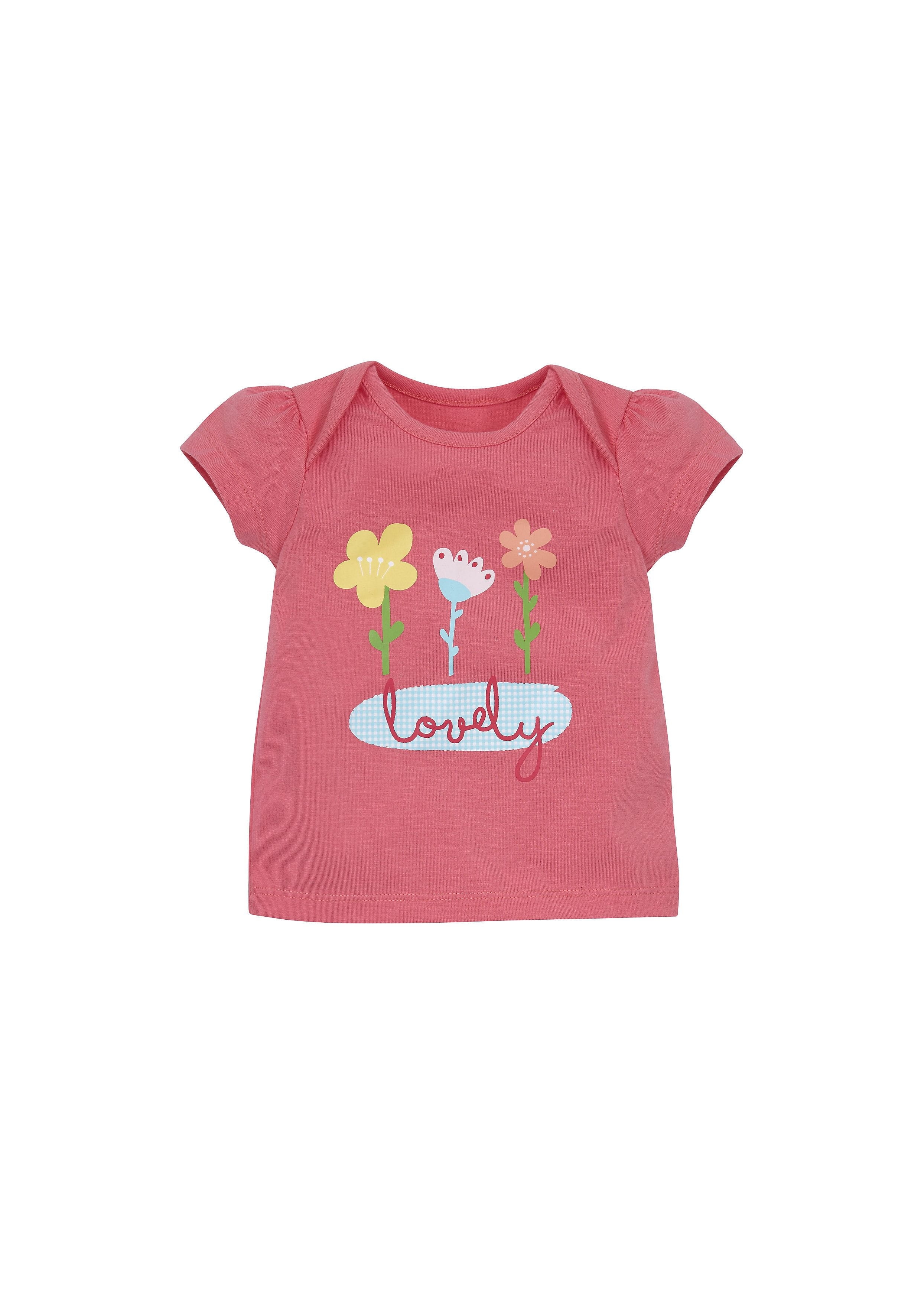 Mothercare | Girls Flower T-Shirt - Pink 0